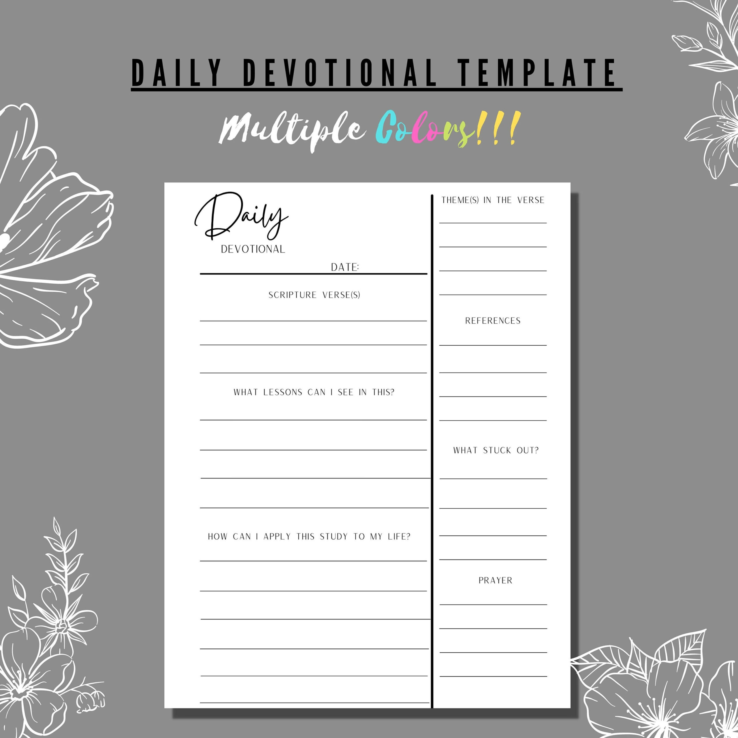 Daily Devotional Template Printable | Multicolor Bundle | Pdf 8.5 within Free Printable Daily Devotions For Seniors