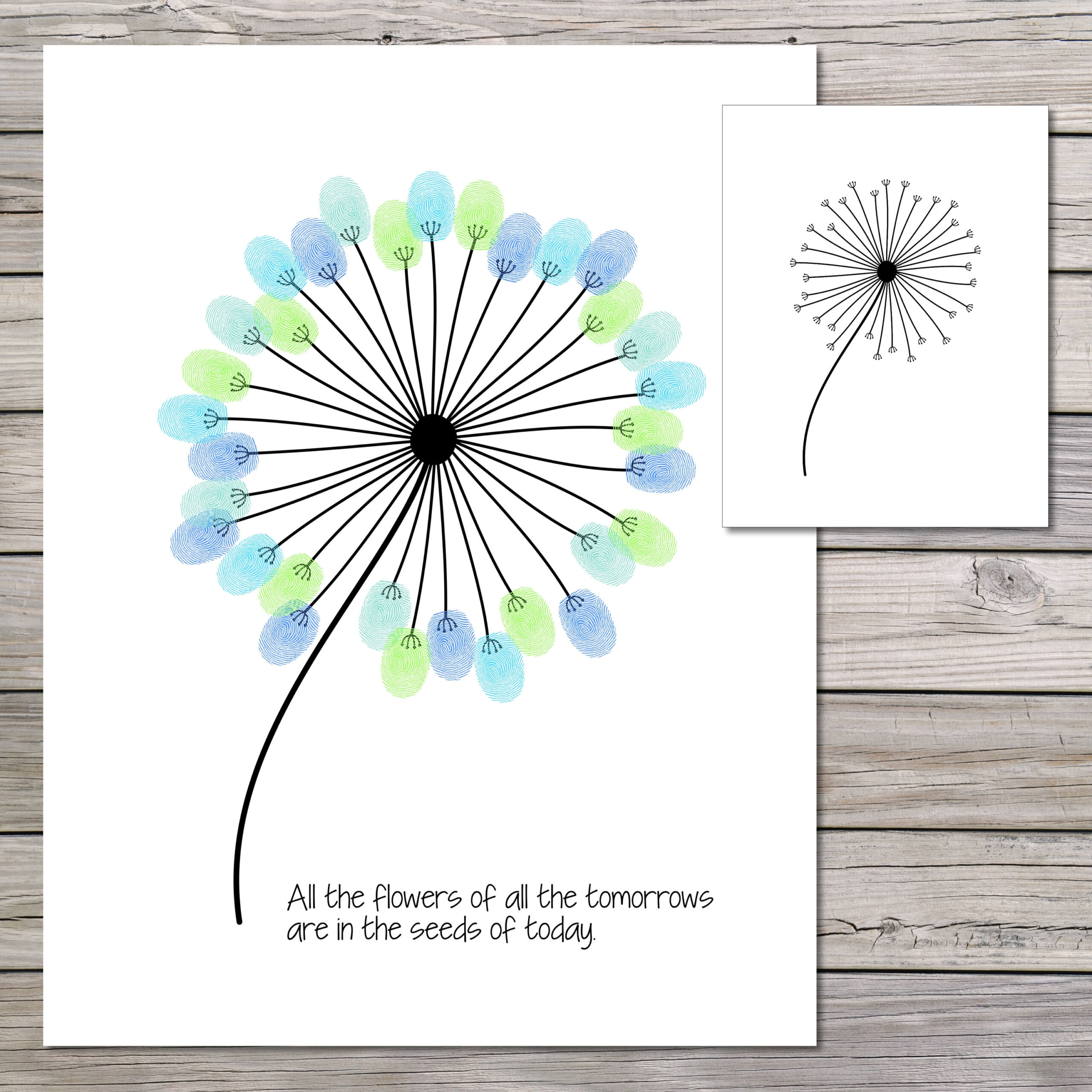Dandelion Fingerprint Art, Fingerprint Craft, Dandelion Kids Craft for Printable Free Thumbprint Dandelion Template