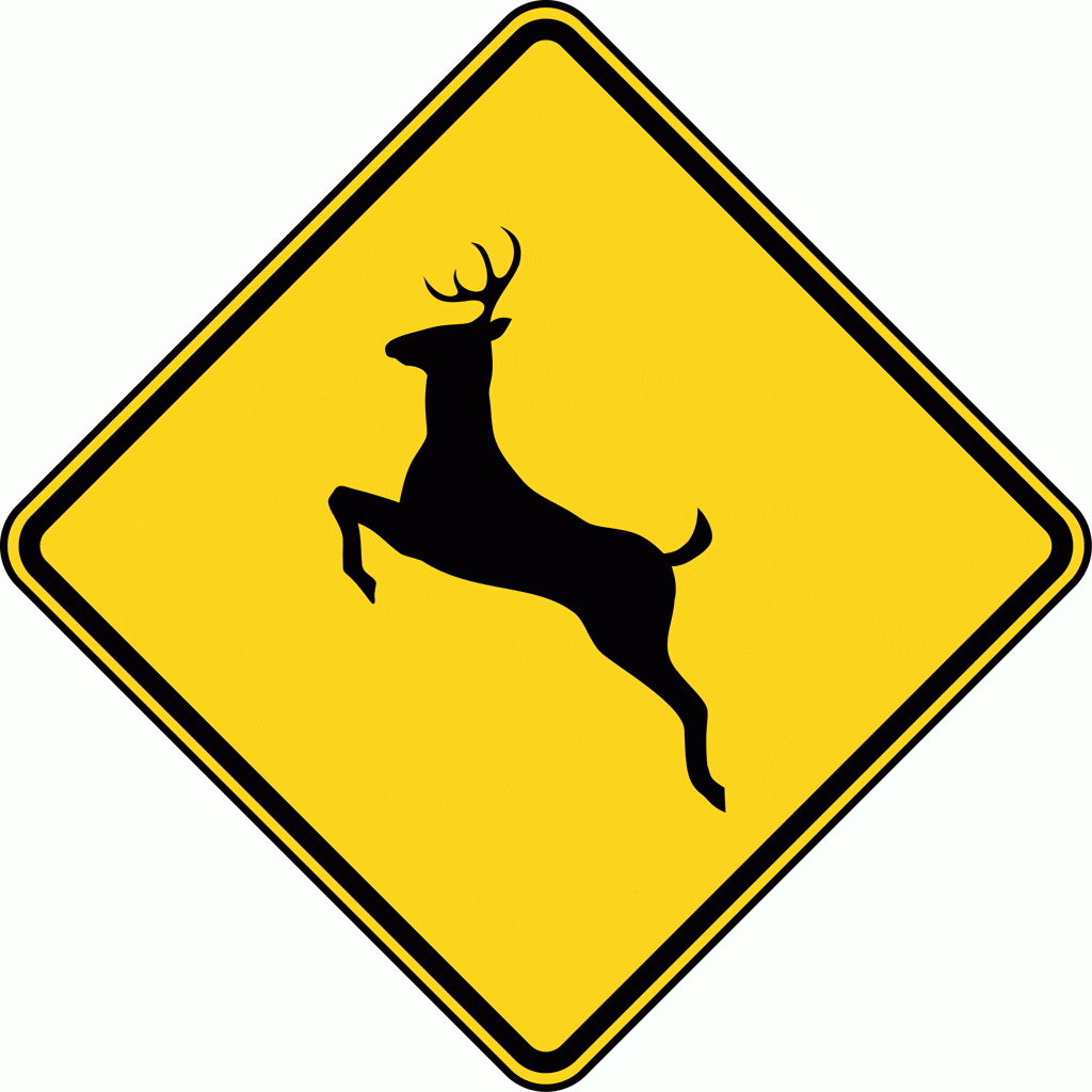 Deer Crossing, Color | Clipart Etc inside Printable Deer Crossing Sign