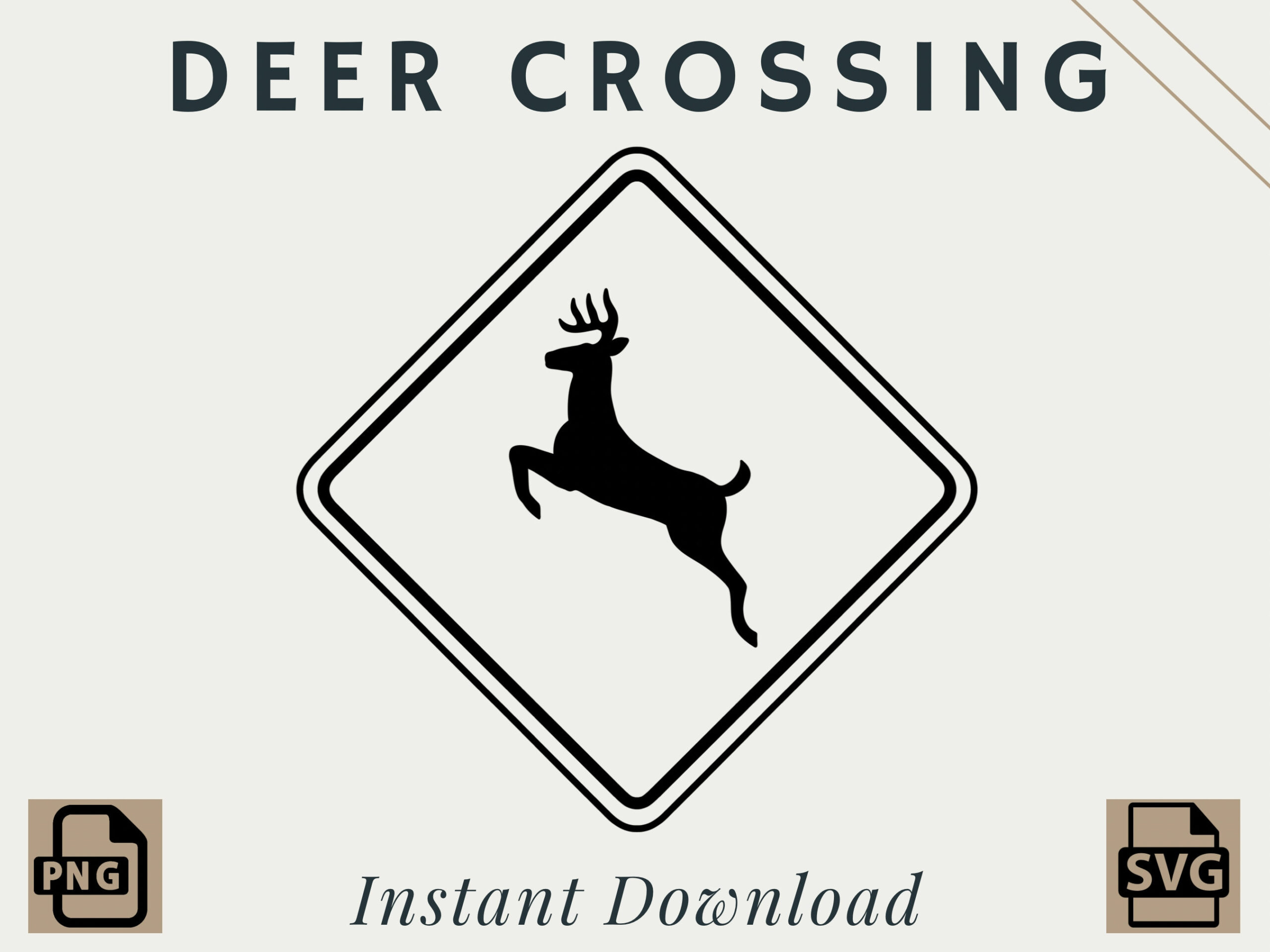 Deer Crossing Road Sign | Png | Svg | Digital Download | Printable throughout Printable Deer Crossing Sign