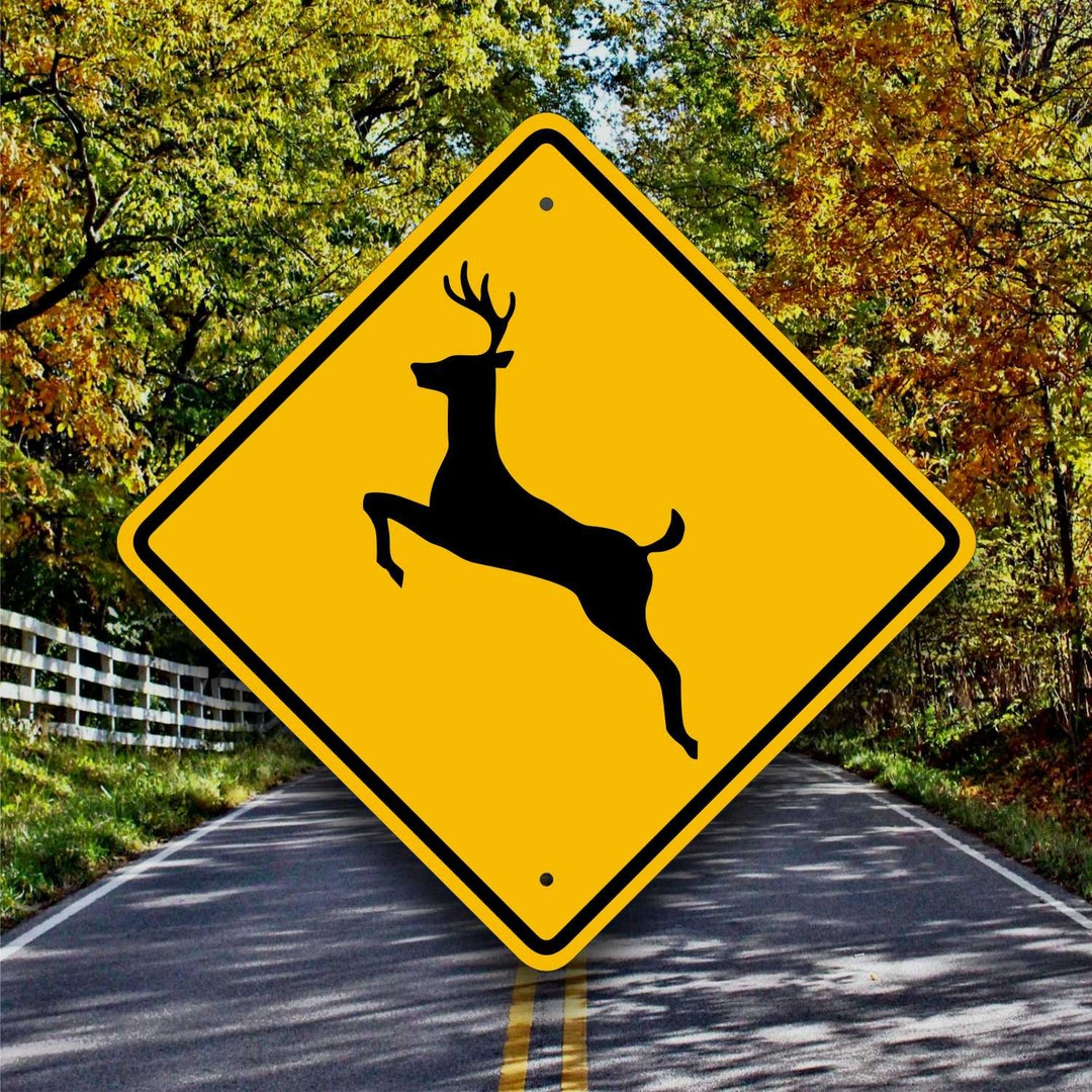 Deer Crossing Sign - Aluminum Highway Style Placard - Hunting Cabin - Cave Décor- Treestand Trail Marker- Road Safety - Fun Country Garden - Etsy.de regarding Printable Deer Crossing Sign