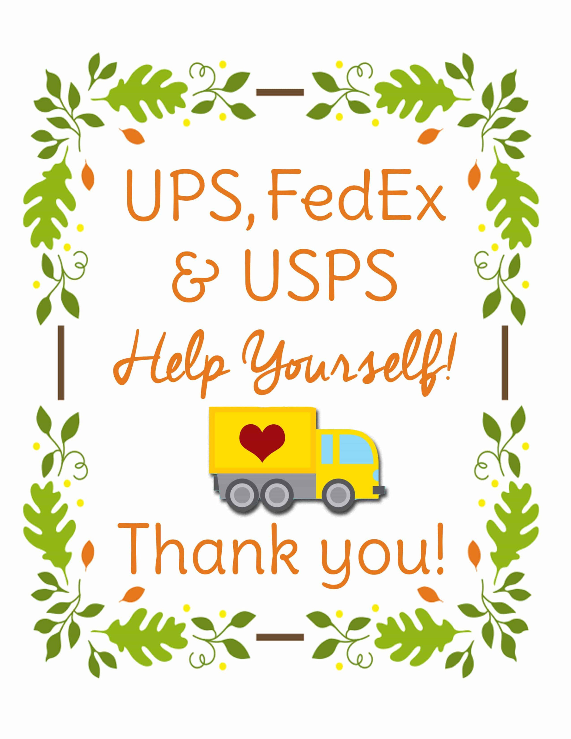 Delivery Driver Snack Sign Free Printable - Sweet T Makes Three for Free Printable Thank You Signs For Delivery Drivers