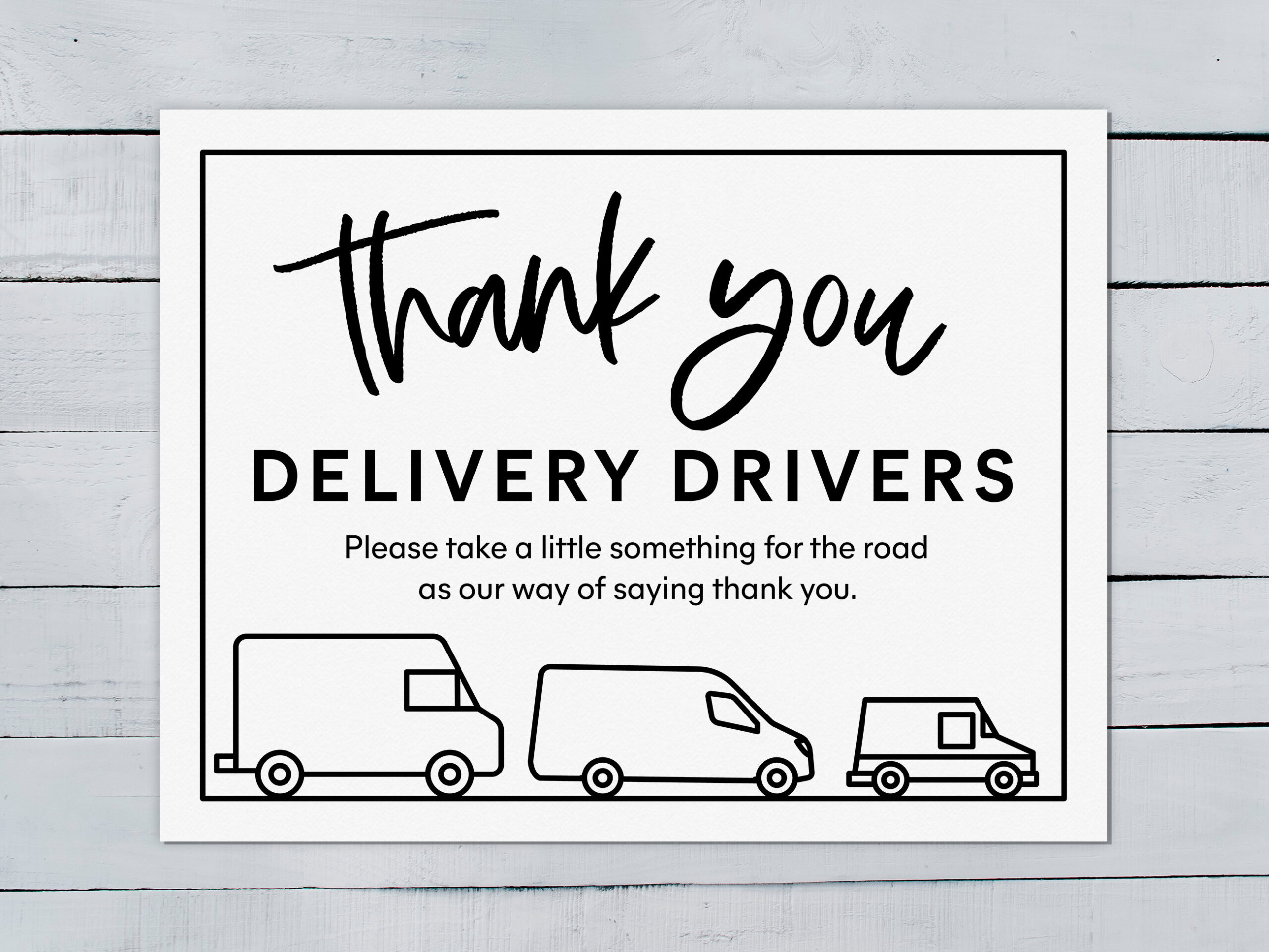 Delivery Driver Thank You Appreciation Snack Sign Printable | 8.5X11&amp;quot; | For Usps, Fedex, Ups, Amazon Prime Drivers for Thank You Delivery Drivers Sign Printable Free
