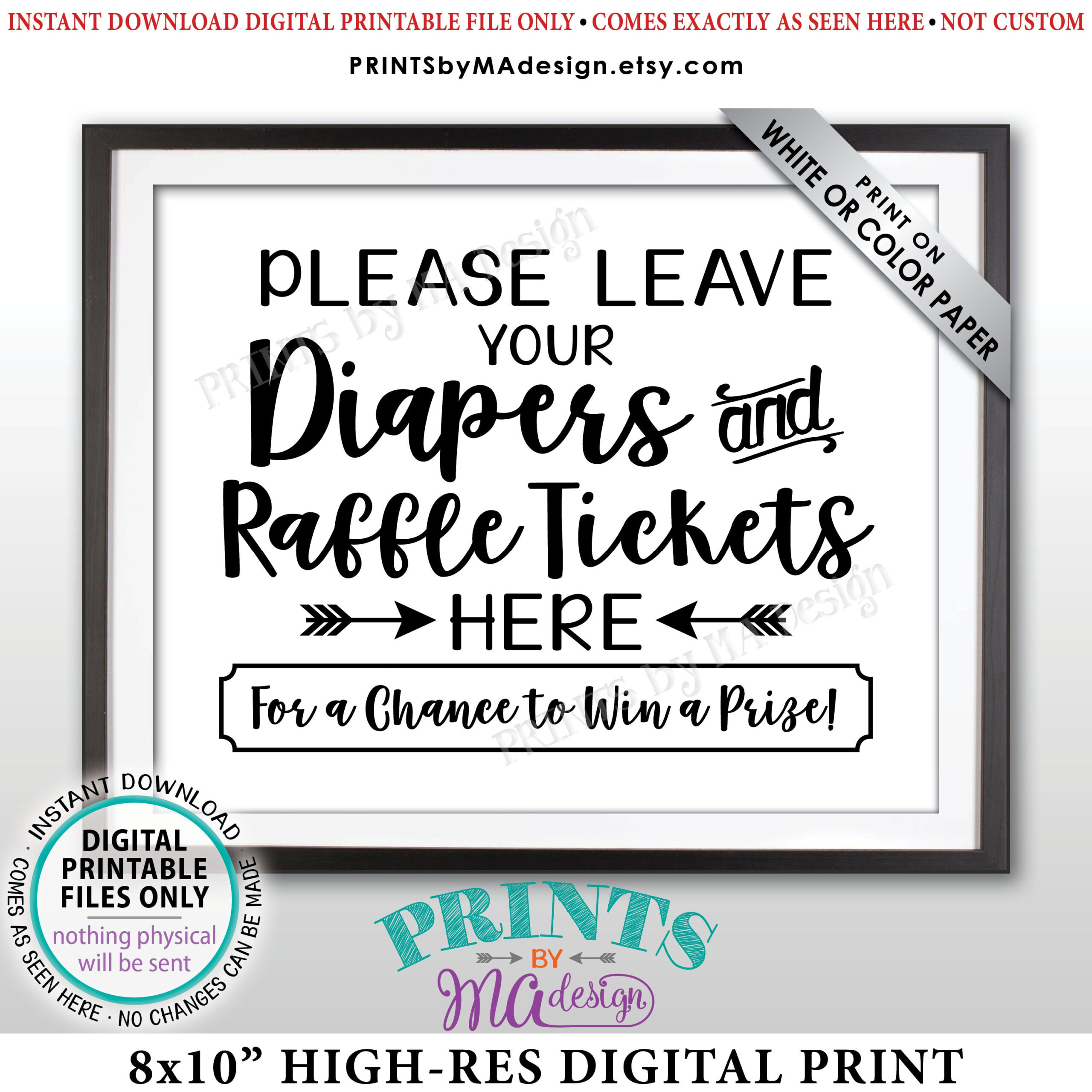 Diaper Raffle Ticket Sign, Leave Your Diapers And Raffle Tickets pertaining to Diaper Raffle Tickets Free Printable Black and White
