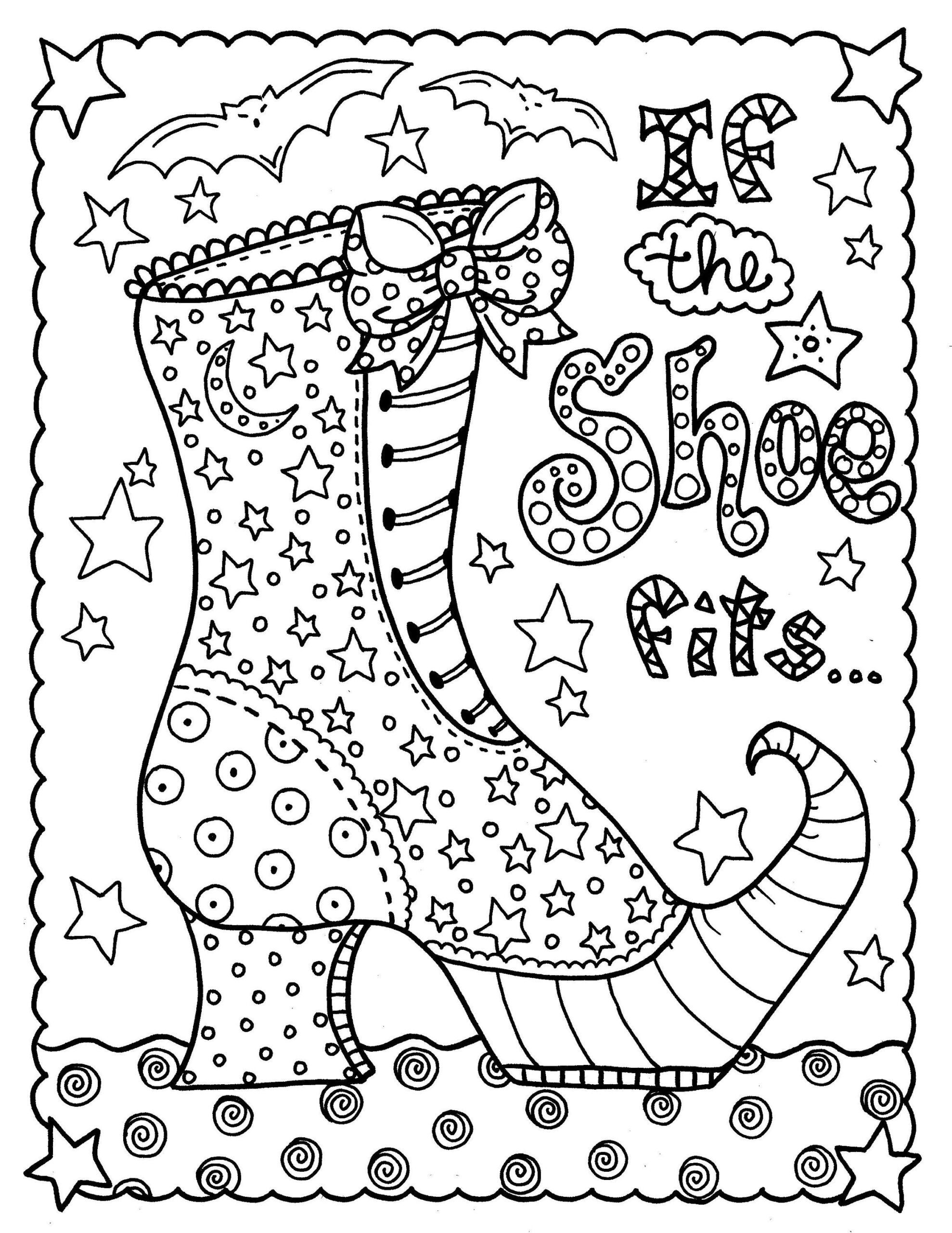 Digital Download Witch Shoe, Halloween, Coloring Page, Instant throughout Printable Witch Shoe Template