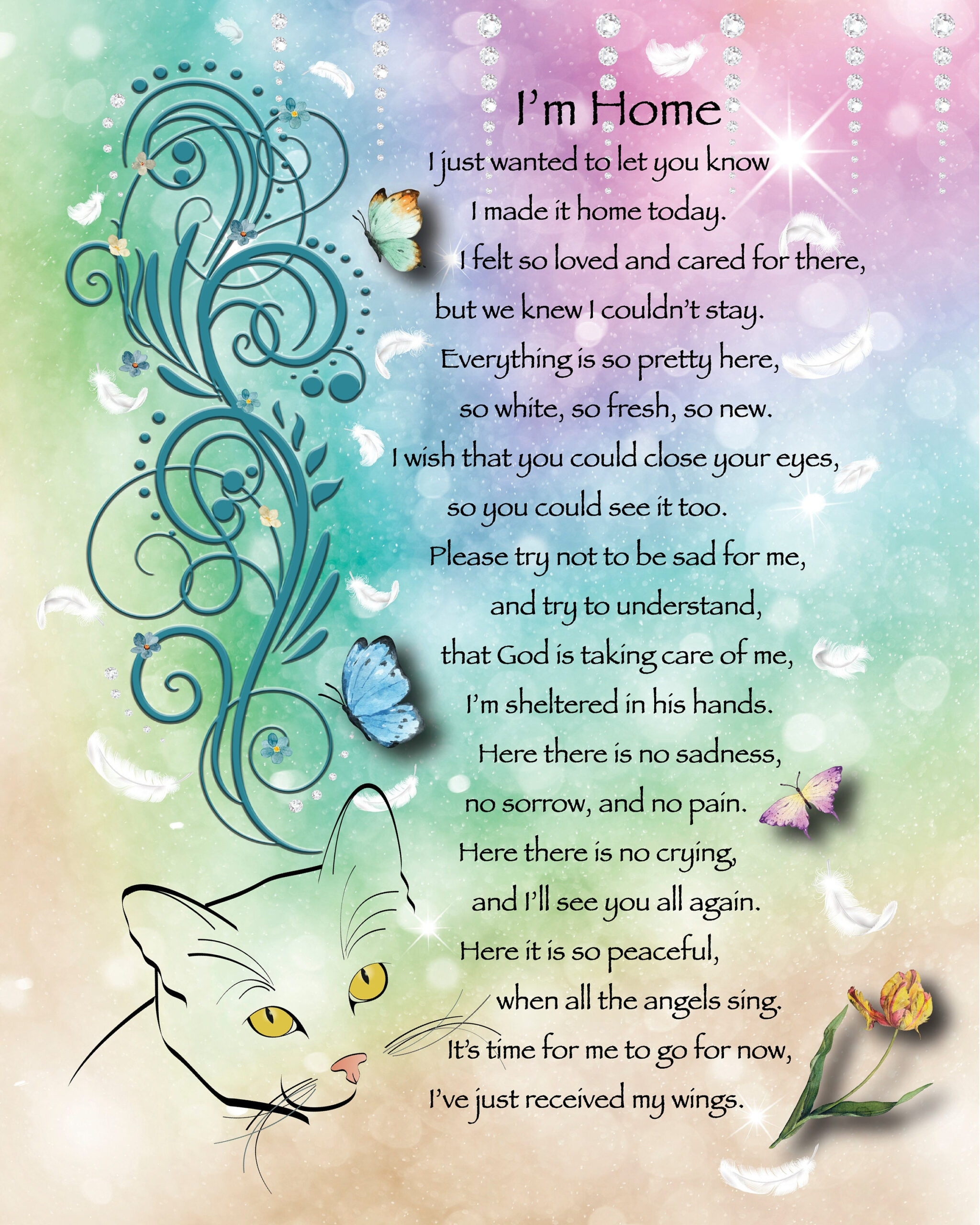 Digitaler Download 200X300 I Made It Home Katzen Gedicht, Sie intended for I Made It Home Poem Printable