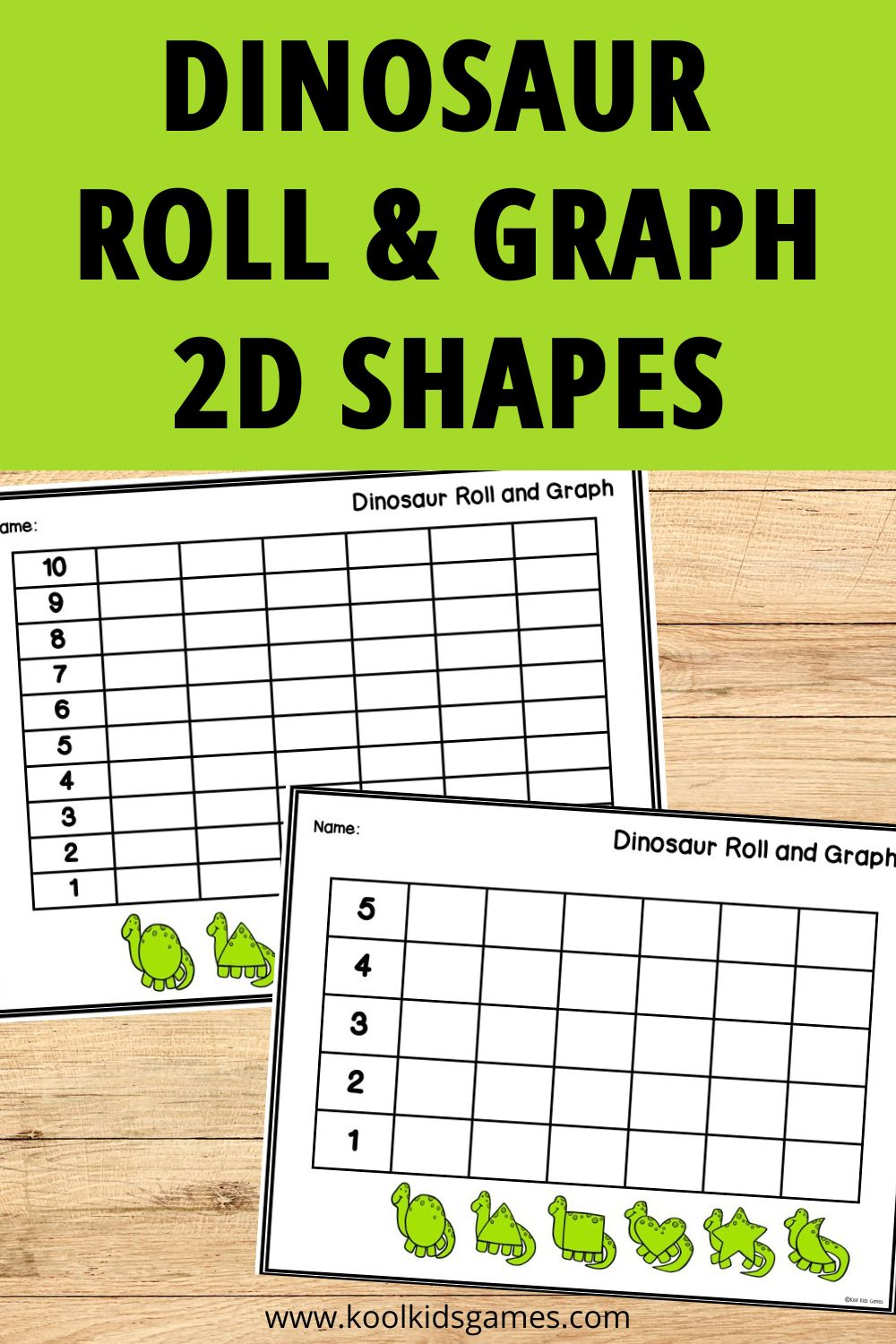 Dinosaur Shapes Roll And Graph Activity To 5 | Kool Kids Games intended for Printable Dinosaur Bar Graph Worksheet