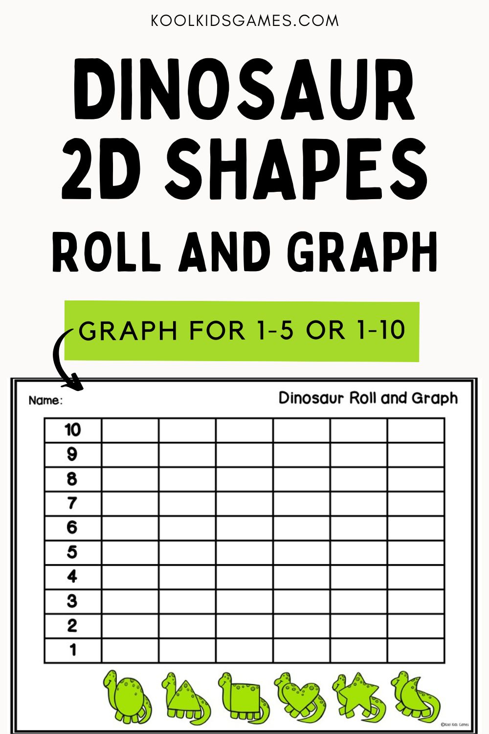 Dinosaur Shapes Roll And Graph Activity To 5 | Kool Kids Games pertaining to Printable Dinosaur Bar Graph Worksheet