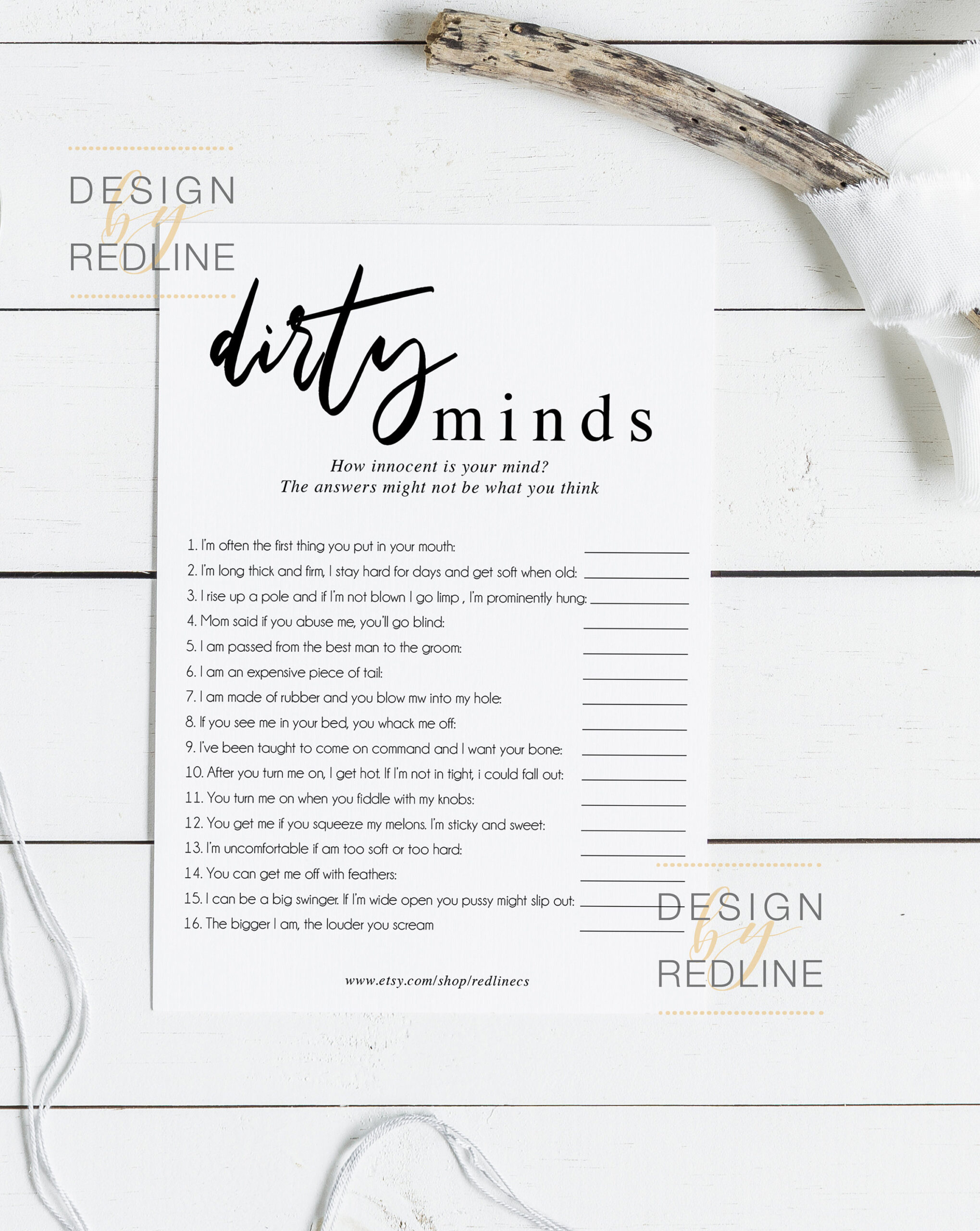 Dirty Minds Game Printable, Funny Bachelorette Party Game, Hen with Dirty Minds Game Printable Free