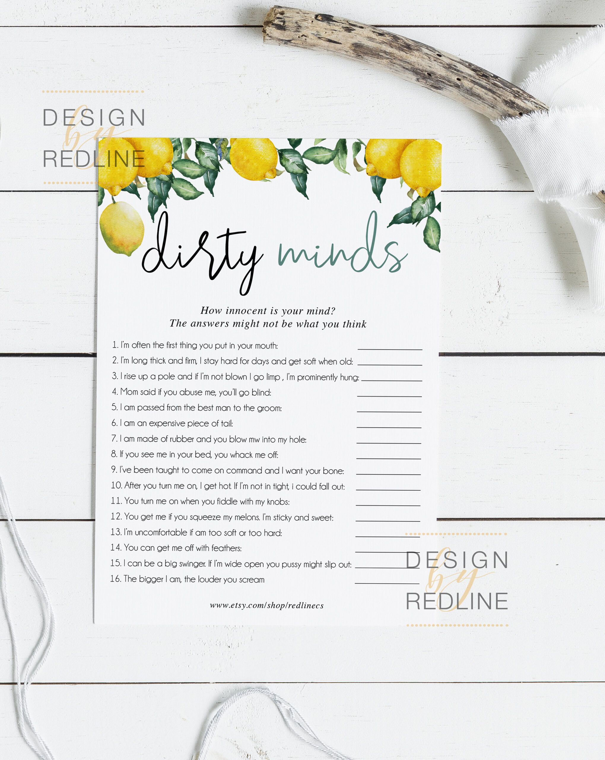 Dirty Minds Game Printable, Naughty Bachelorette Party Game With Lemons, Hen Party Printable, Trendy Game Instant Download And Print Pdf regarding Dirty Minds Game Printable Free