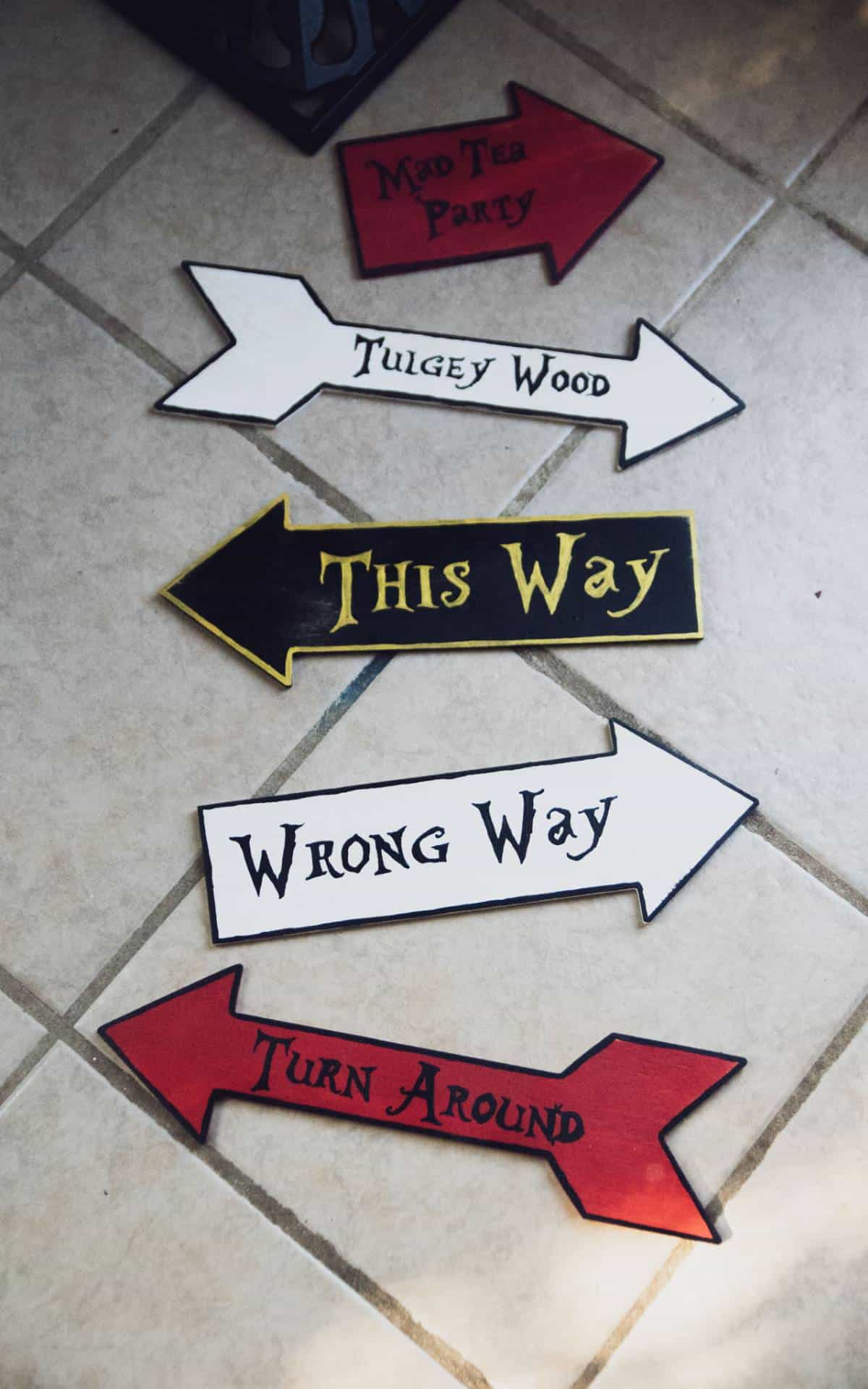 Diy Alice In Wonderland Directional Sign Post — Capturing Wonderland intended for Free Printable Alice in Wonderland Arrow Signs Template
