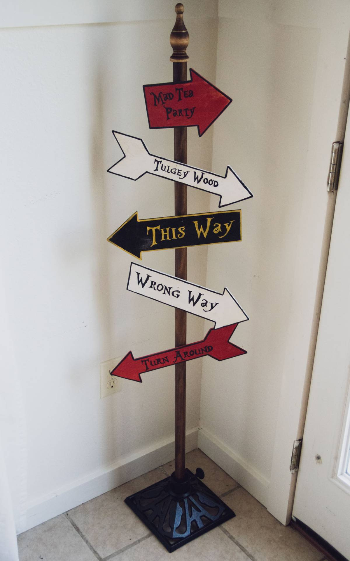 Diy Alice In Wonderland Directional Sign Post — Capturing Wonderland intended for Free Printable Alice in Wonderland Arrow Signs Template