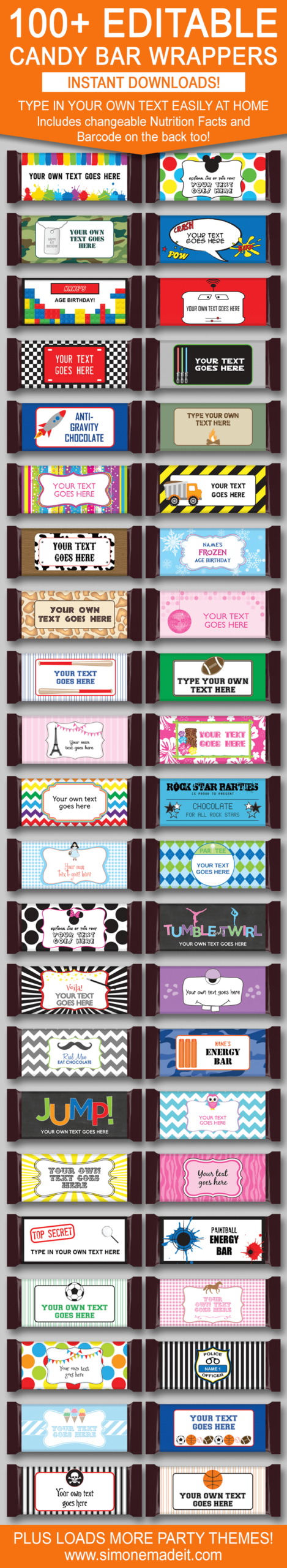 Diy Candy Bar Wrapper Templates | Party Favors | Chocolate Bar Labels pertaining to Free Printable Candy Bar Wrappers Birthday