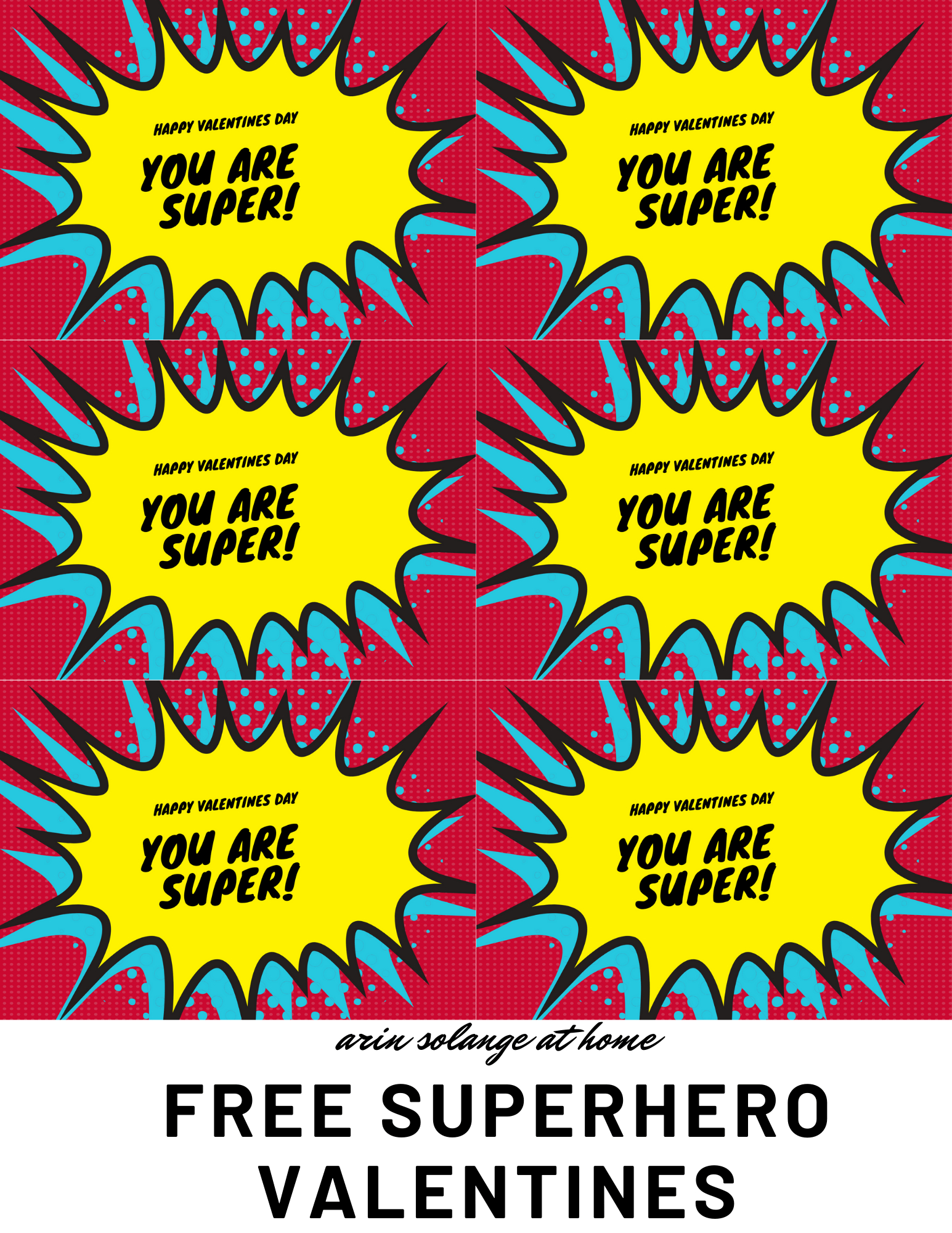 Diy Superhero Valentines - Arinsolangeathome inside Free Printable Superhero Valentines