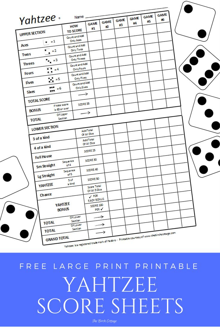 Diy Yard Dice With Free Printable Yahtzee® Score Sheets - The pertaining to Yard Yahtzee Score Card Free Printable