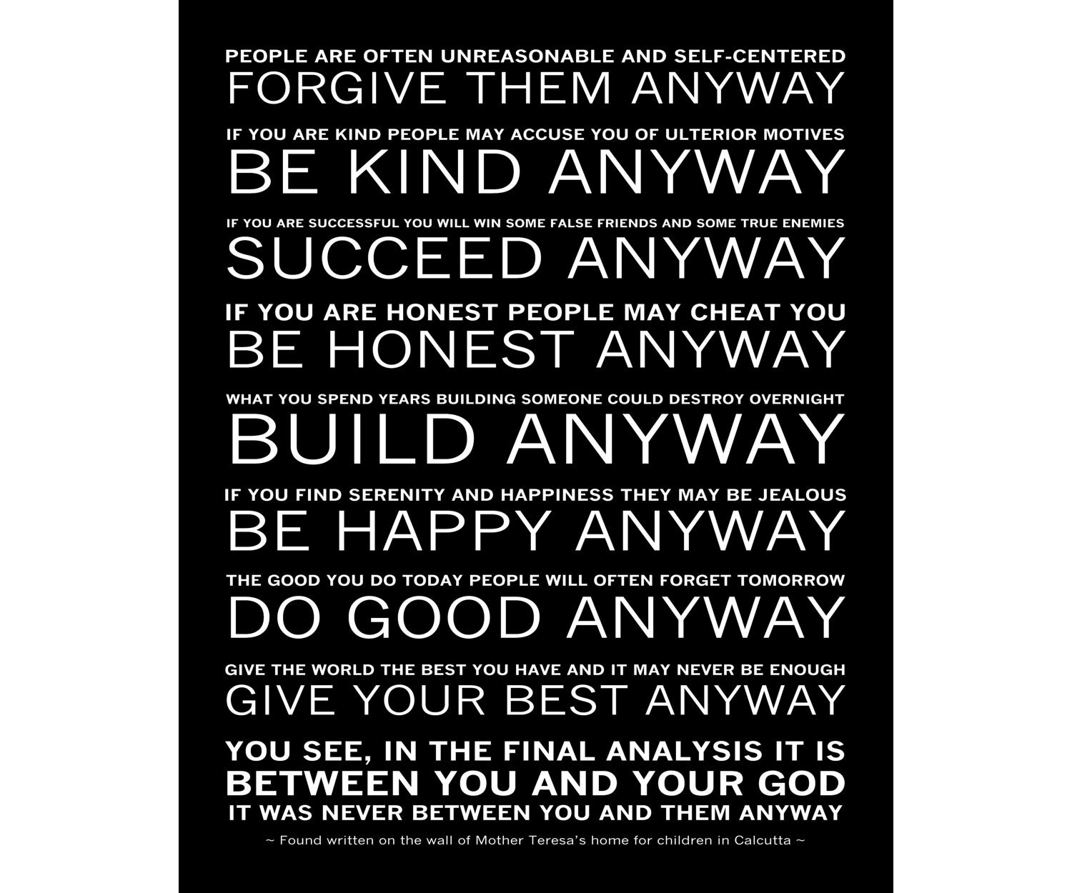 Do It Anyway Poem - Mother Teresa - Instant Download - Printable throughout Prayer Mother Teresa Do It Anyway Printable