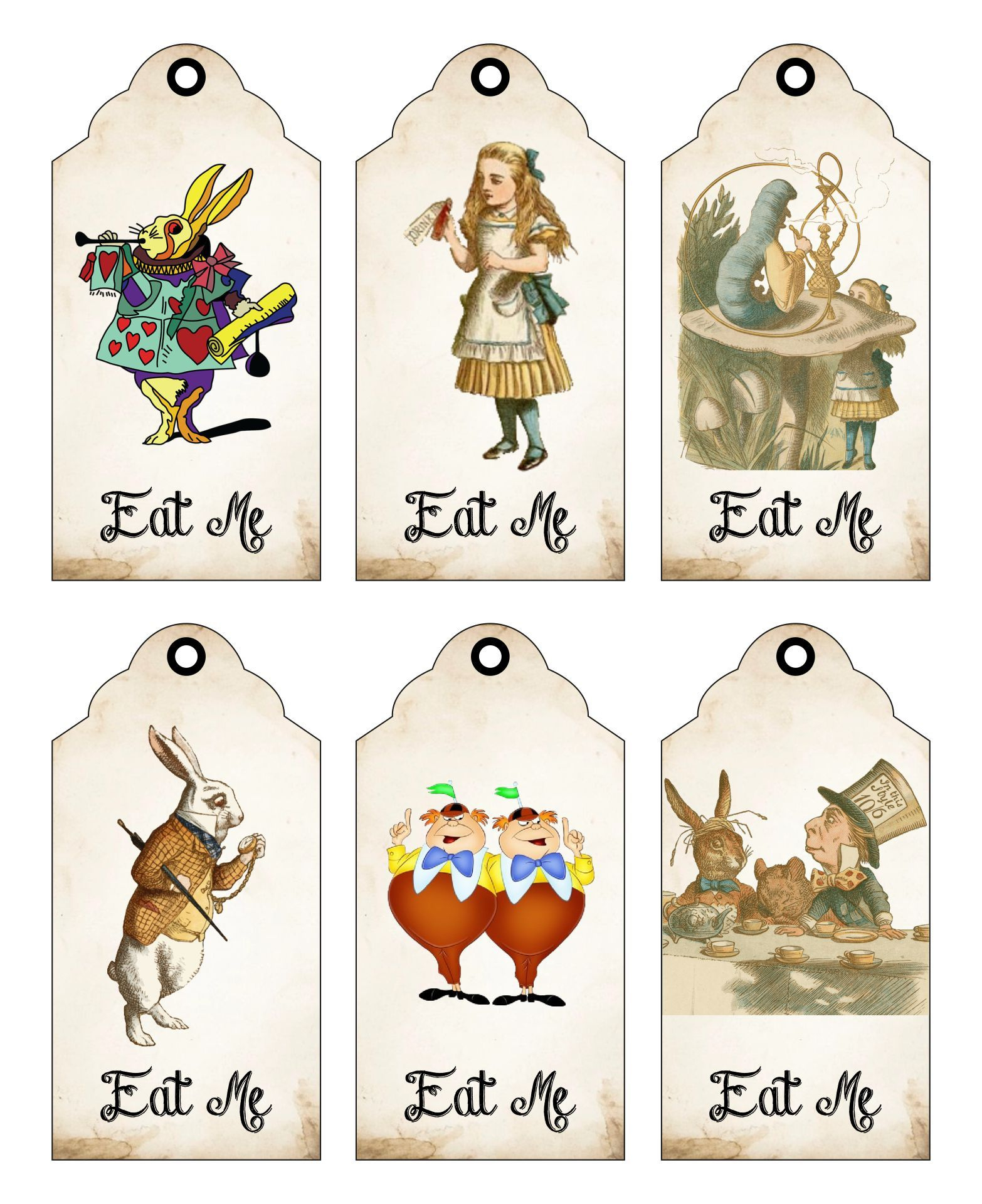 Donna&amp;#039;S Miniature Tutorials: Inspiring Printables for Free Printable Alice In Wonderland Eat Me Tags