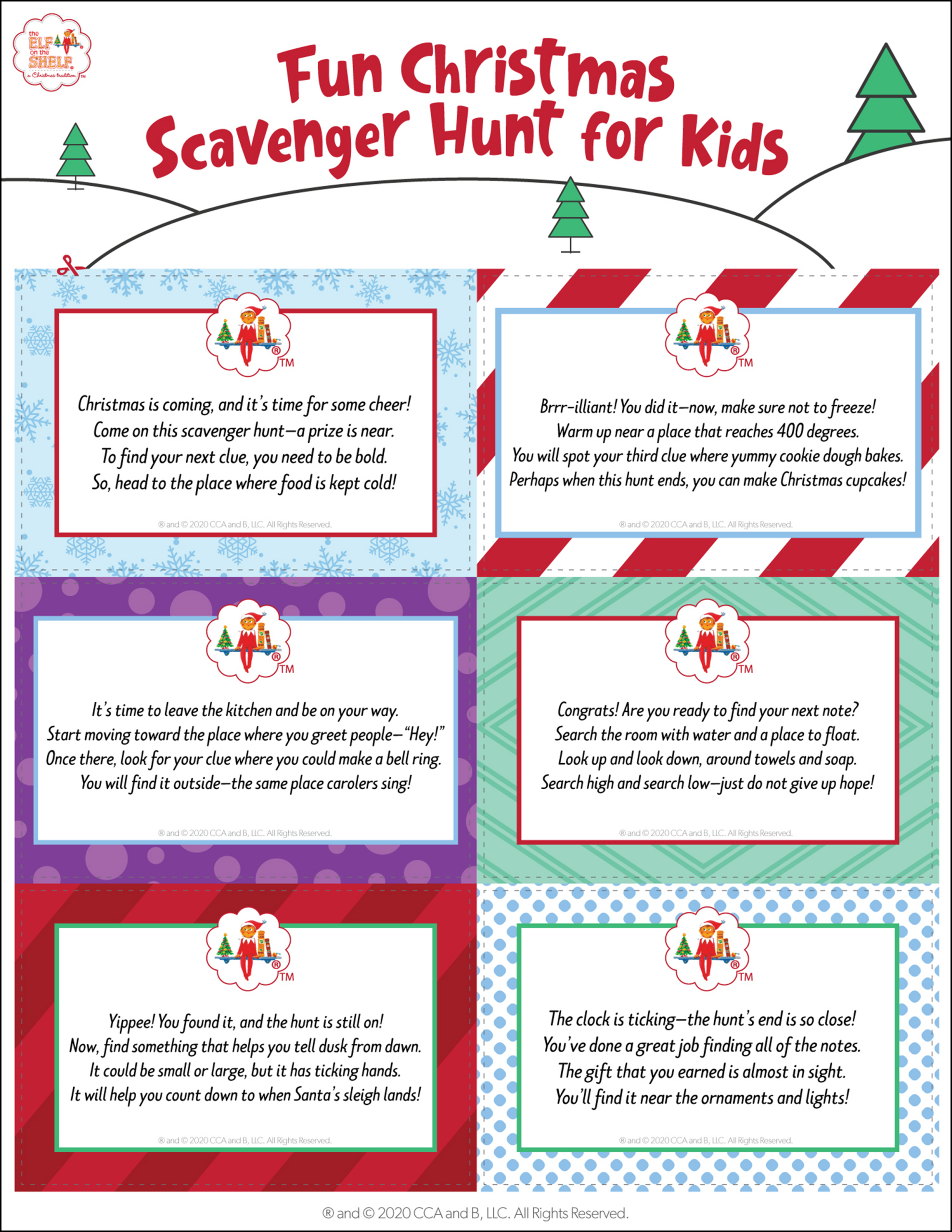 Download 4 Free Printable Christmas Scavenger Hunts | The Elf On with regard to Free Printable Elf on the Shelf Treasure Hunt Clues