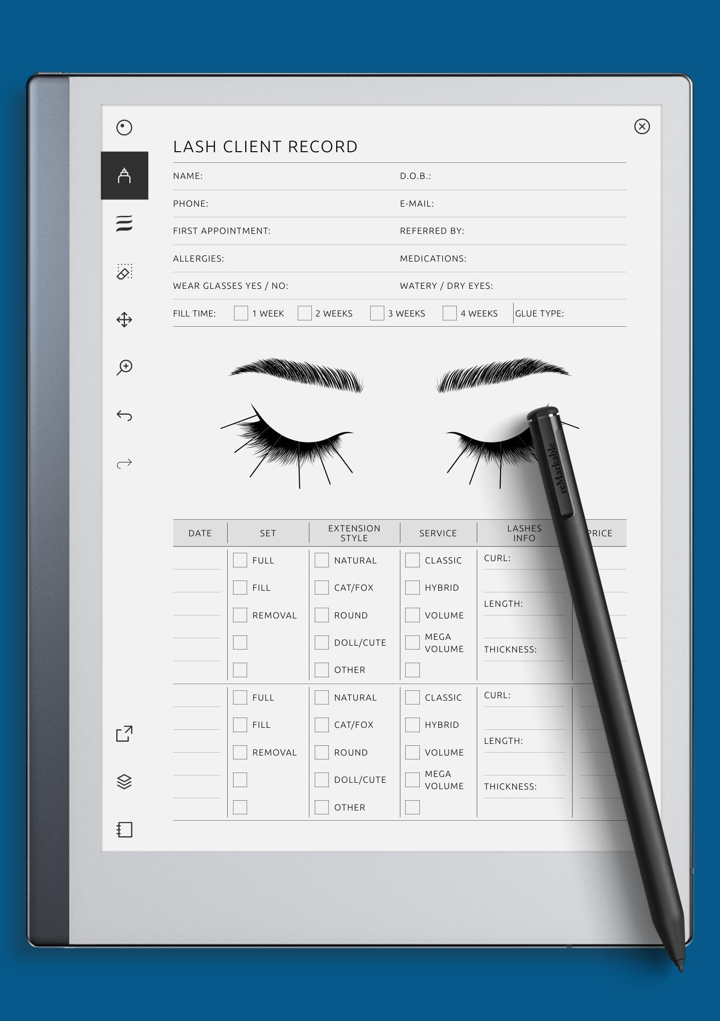 Download Printable Lash Client Record Pdf inside Free Printable Eyelash Extension Client Record Cards