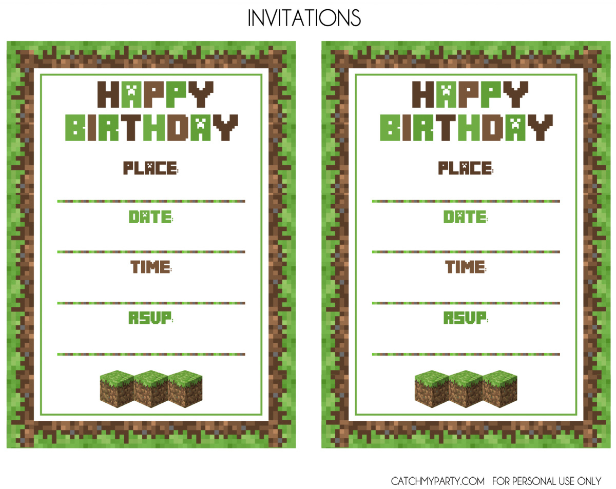 Download These Awesome Free Minecraft Party Printables! | Catch My intended for Downloadable Free Printable Minecraft Birthday Invitations