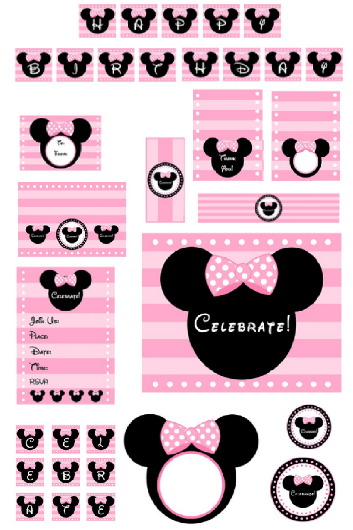 Download These Free Pink Minnie Mouse Party Printables! | Catch My with regard to Minnie Mouse Cupcake Toppers Free Printable