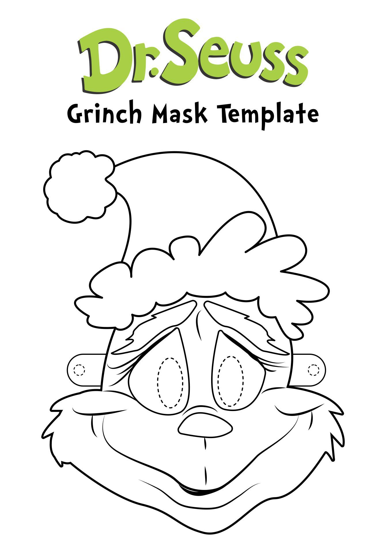 Dr. Seuss Mask Templates - 10 Free Pdf Printables | Printablee with Free Printable Grinch Mask Template