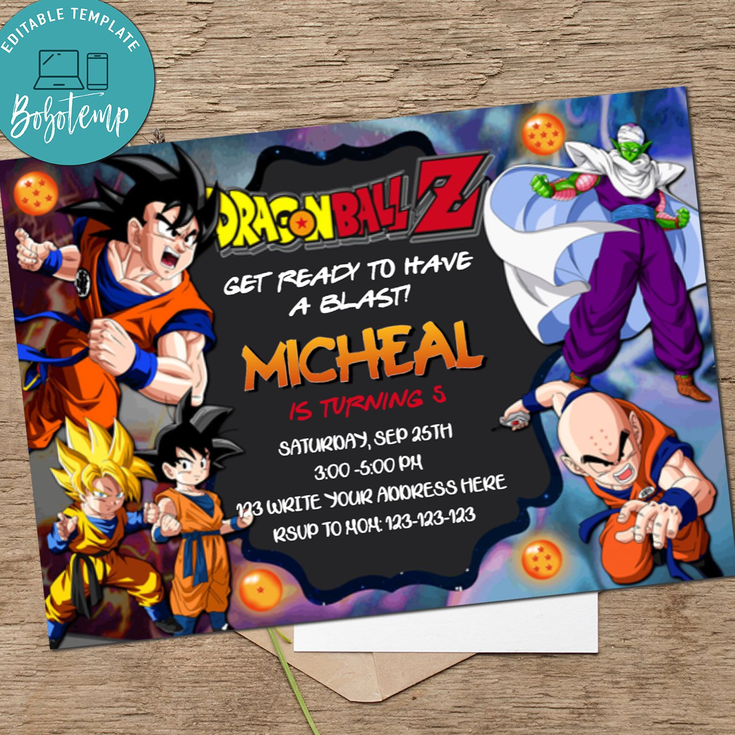 Dragon Ball Birthday Invitation Dragonball Z Invitation Printable inside Free Printable Dragon Ball Z Invitation Template