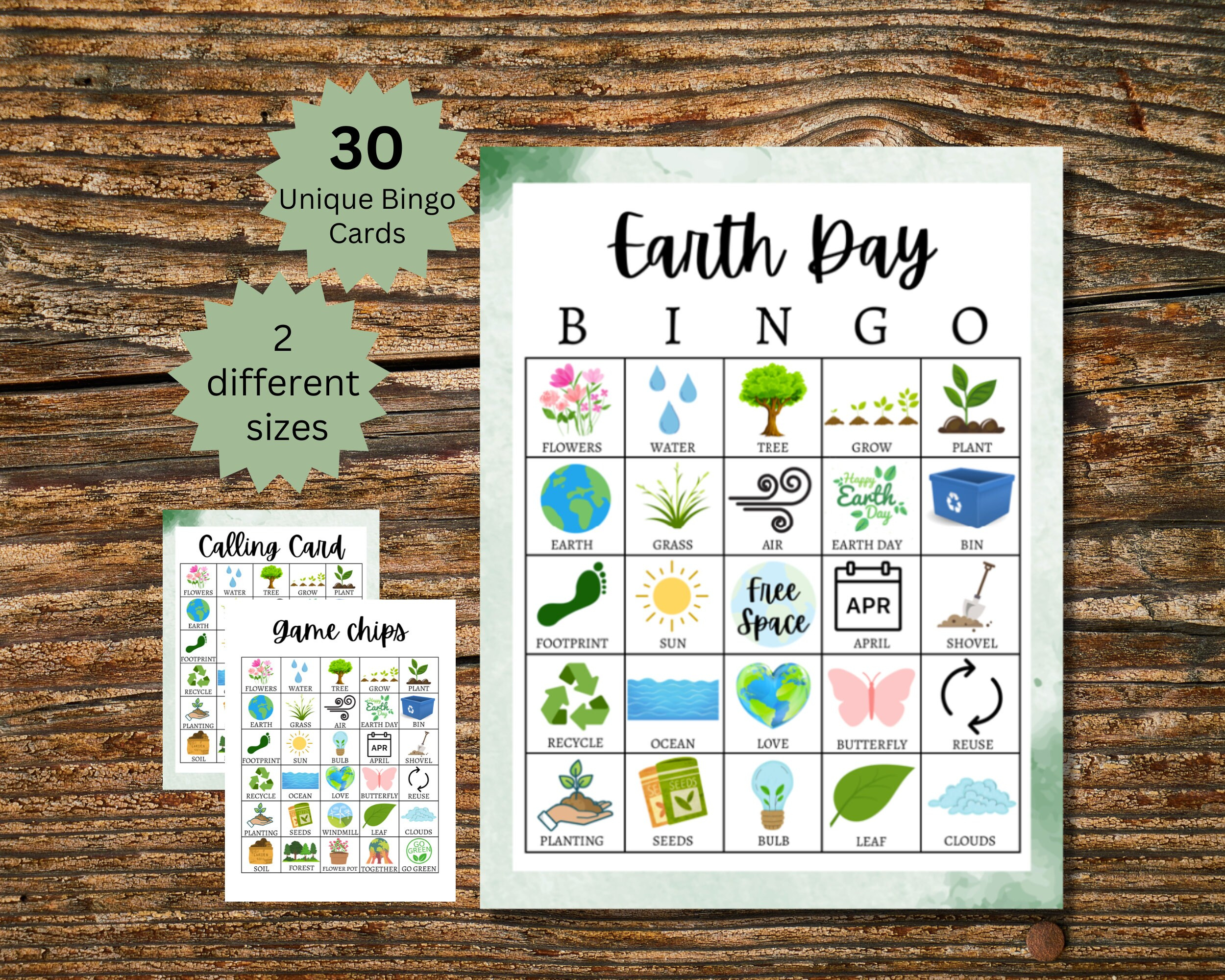 Earth Day Bingo Cards, Printable Earth Day Party Game For Groups, Fun Activity For Kids, Teens, And Adults, Includes Full And Half Pages within Earth Day Bingo Cards