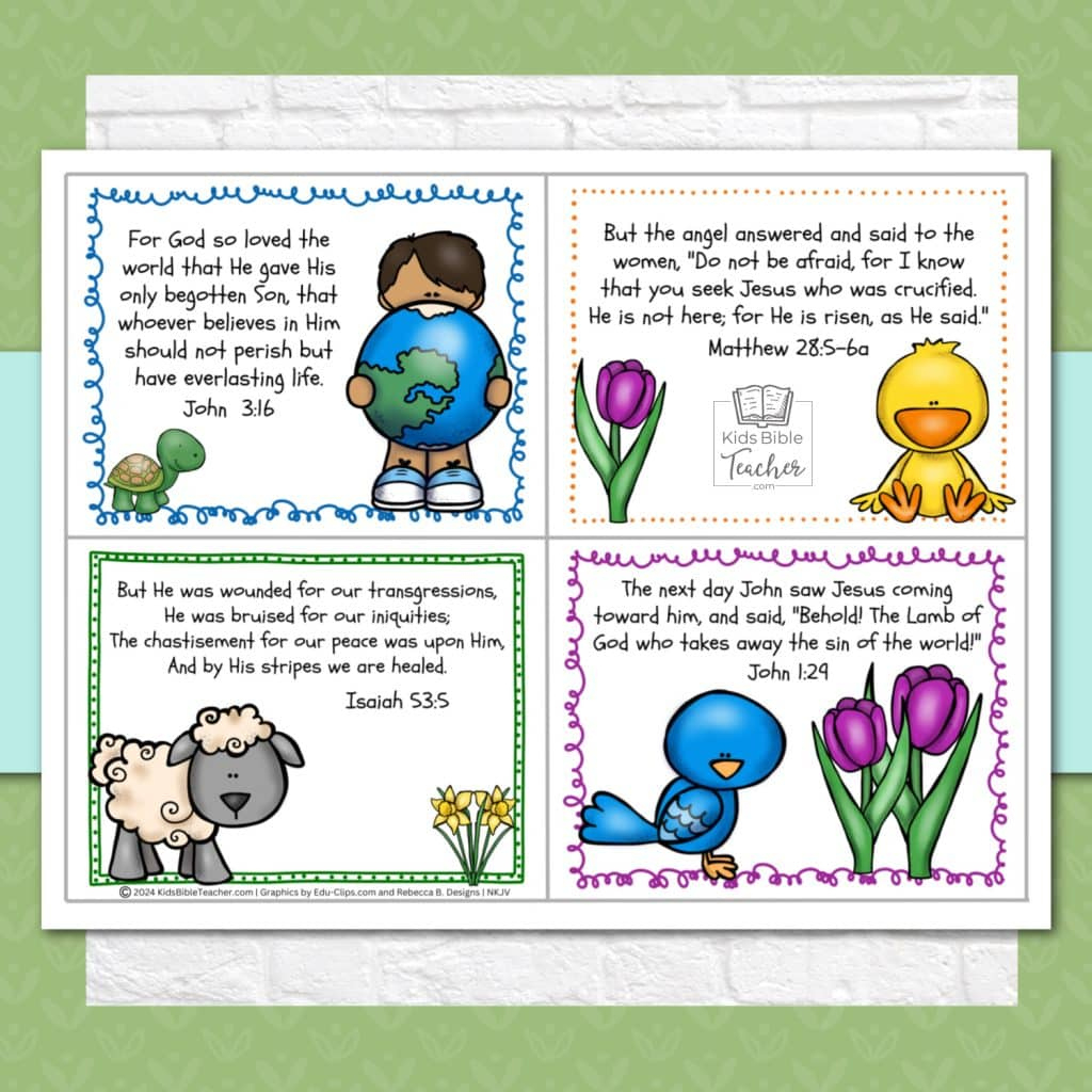 Easter Bible Verse Cards Set - Kids Bible Teacher regarding Printable Easter Verses For Cards