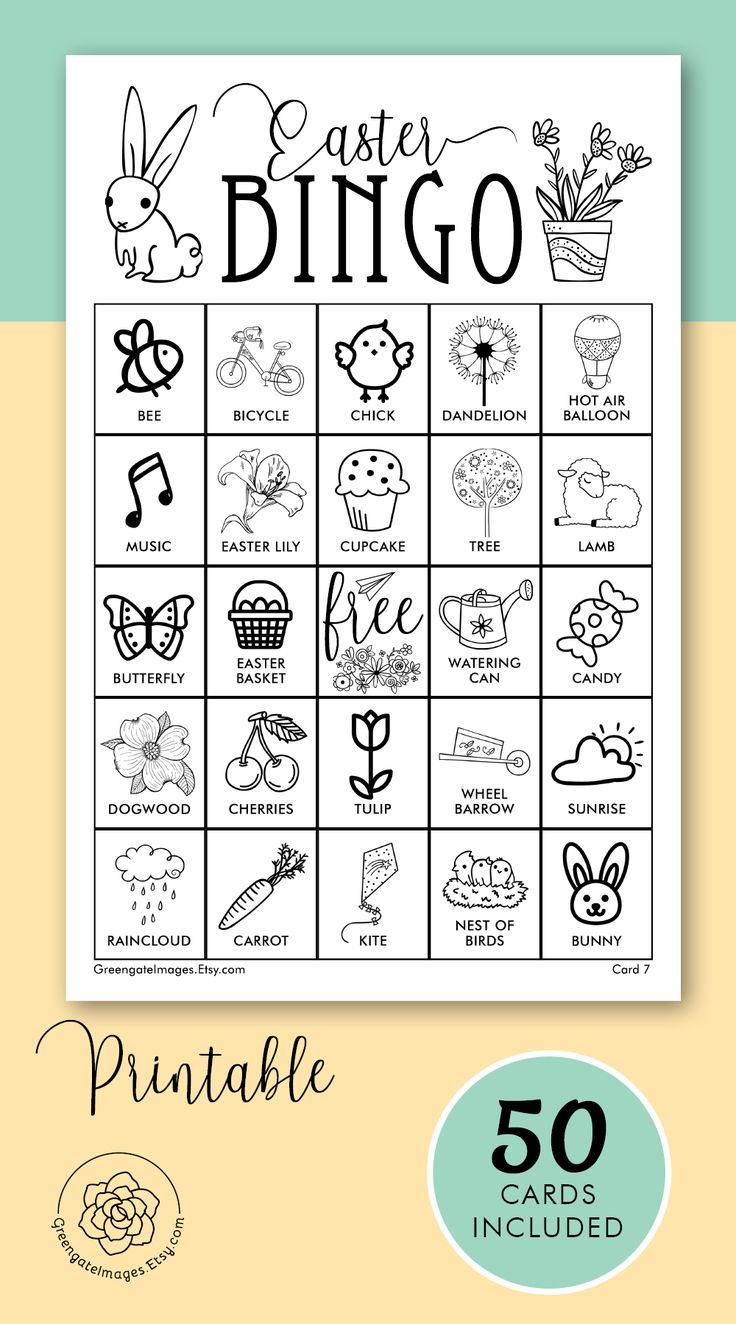 Easter Bingo Cards: Printable Bingo Cards, Black And White, 50 intended for Easter Bingo Printable Black And White