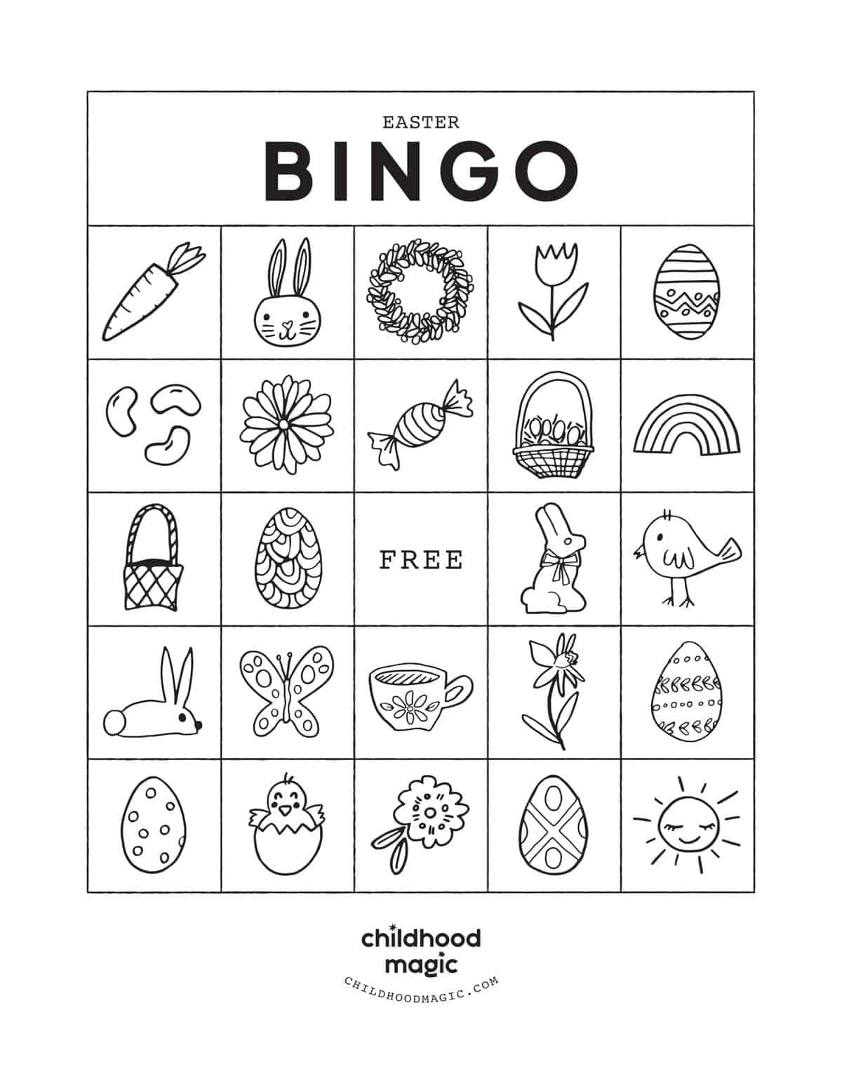 Easter Bingo - Childhood Magic inside Easter Bingo Cards Printables