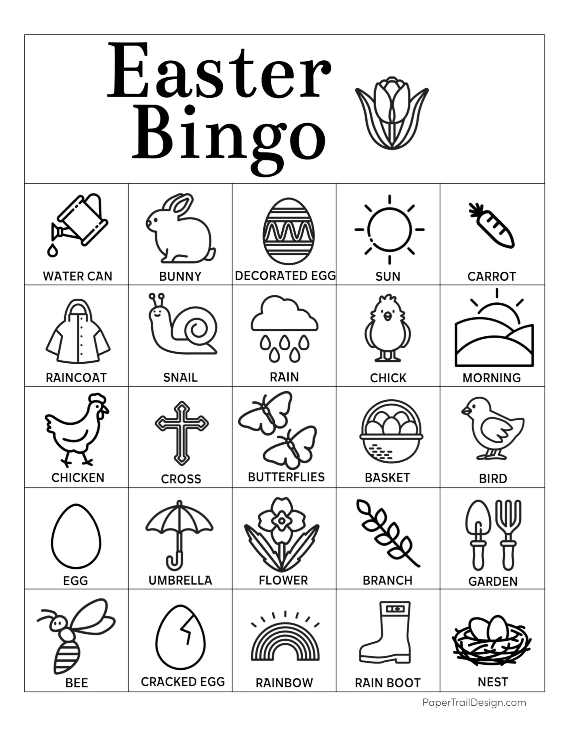 Easter Bingo Printable - Paper Trail Design with regard to Easter Bingo Printable Black and White