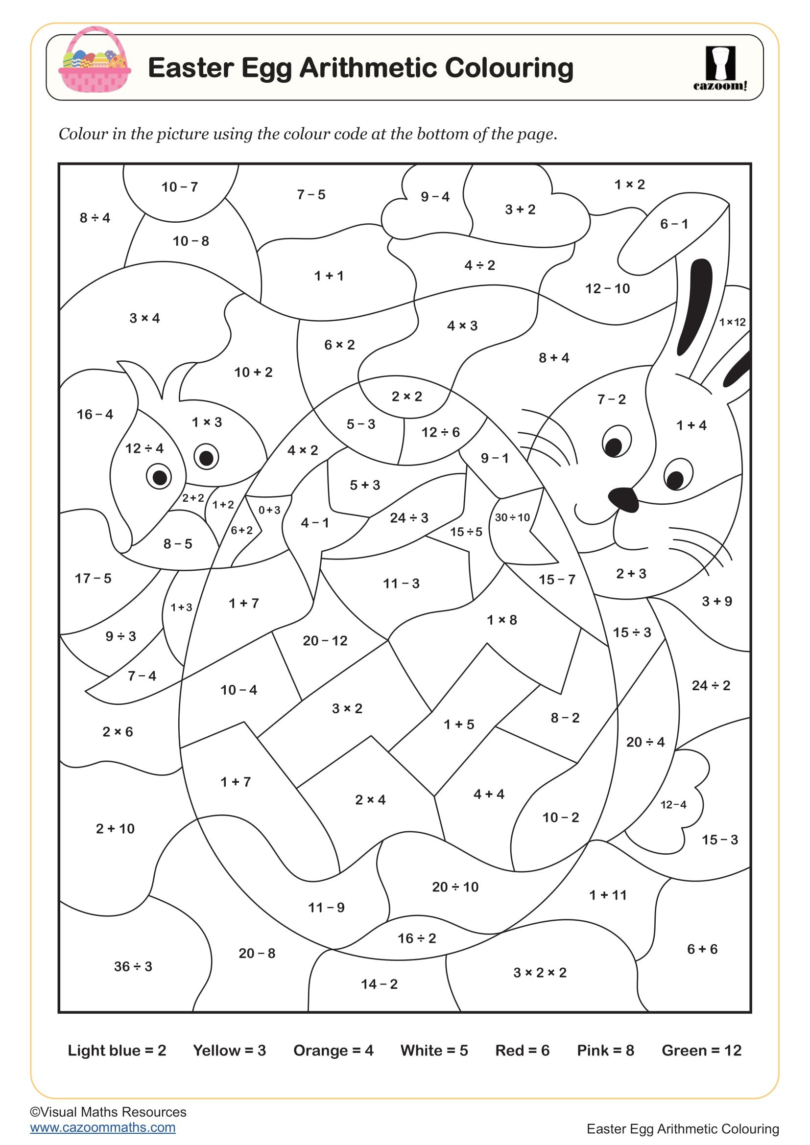 Easter Egg Arithmetic Colouring Worksheet | Fun And Engaging Year intended for Printable Egg Place Value Worksheet