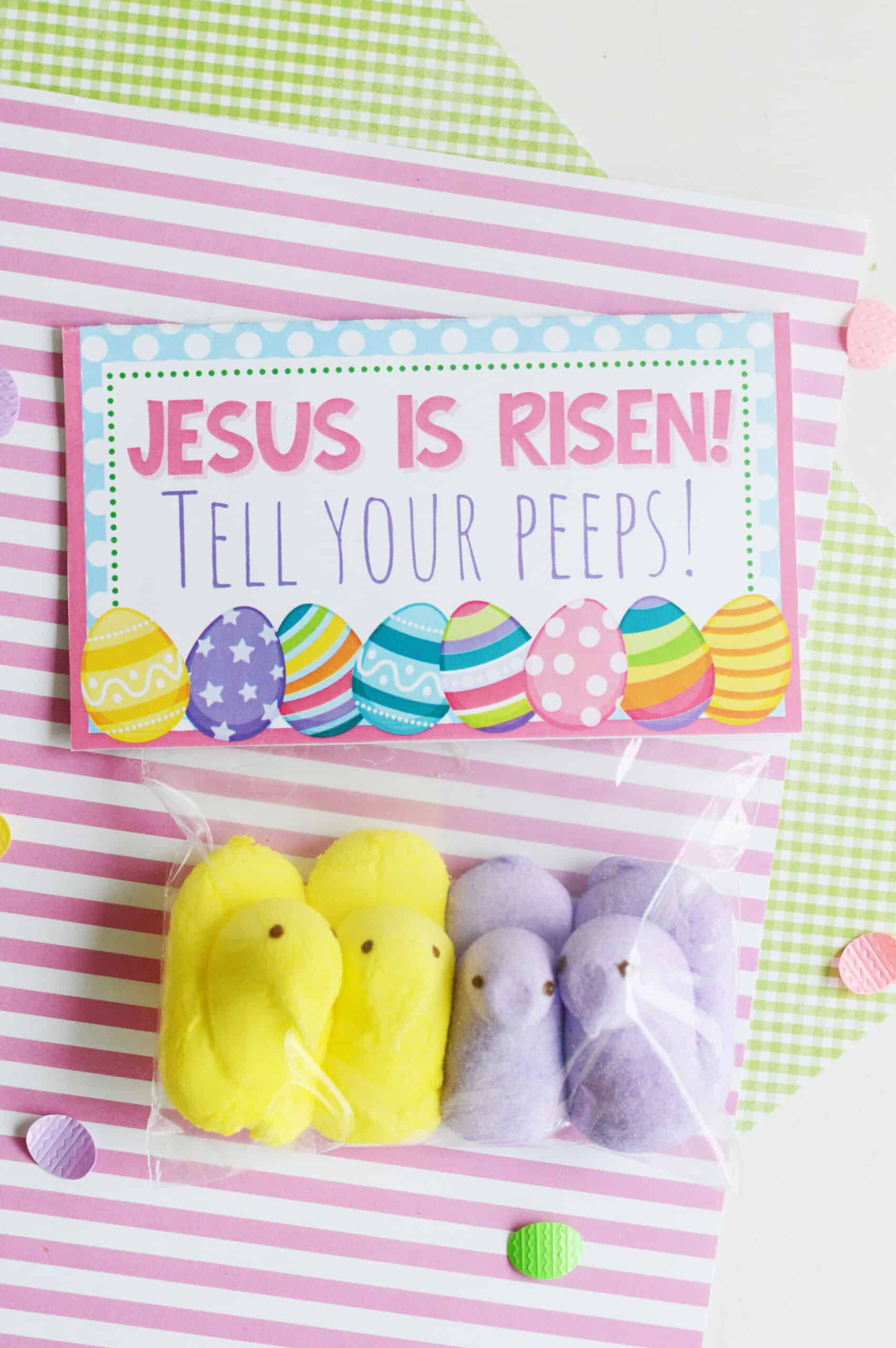 Easter Peeps Gift - Making Frugal Fun within He Is Risen Tell Your Peeps Free Printable