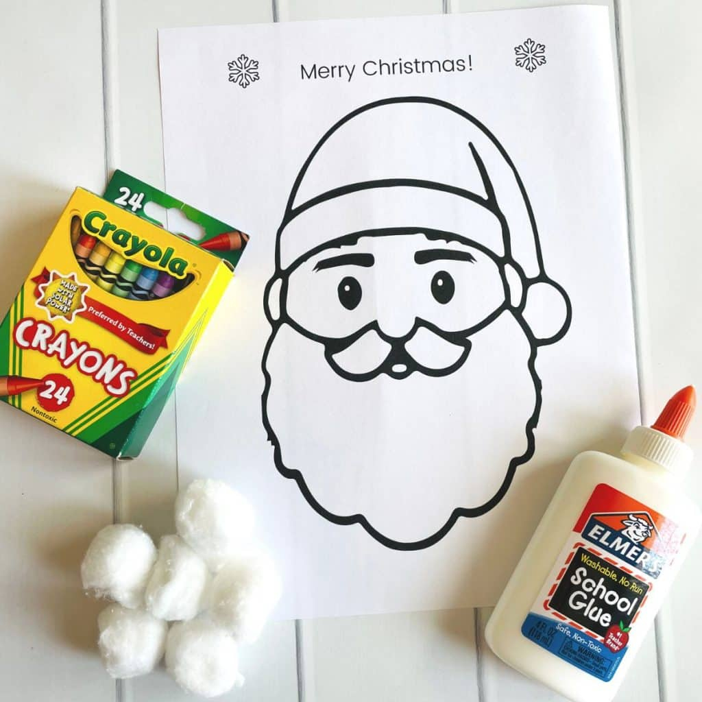 Easy Cotton Ball Santa Craft For Kids (Free Printable) pertaining to Free Printable Santa Cotton Ball Beard