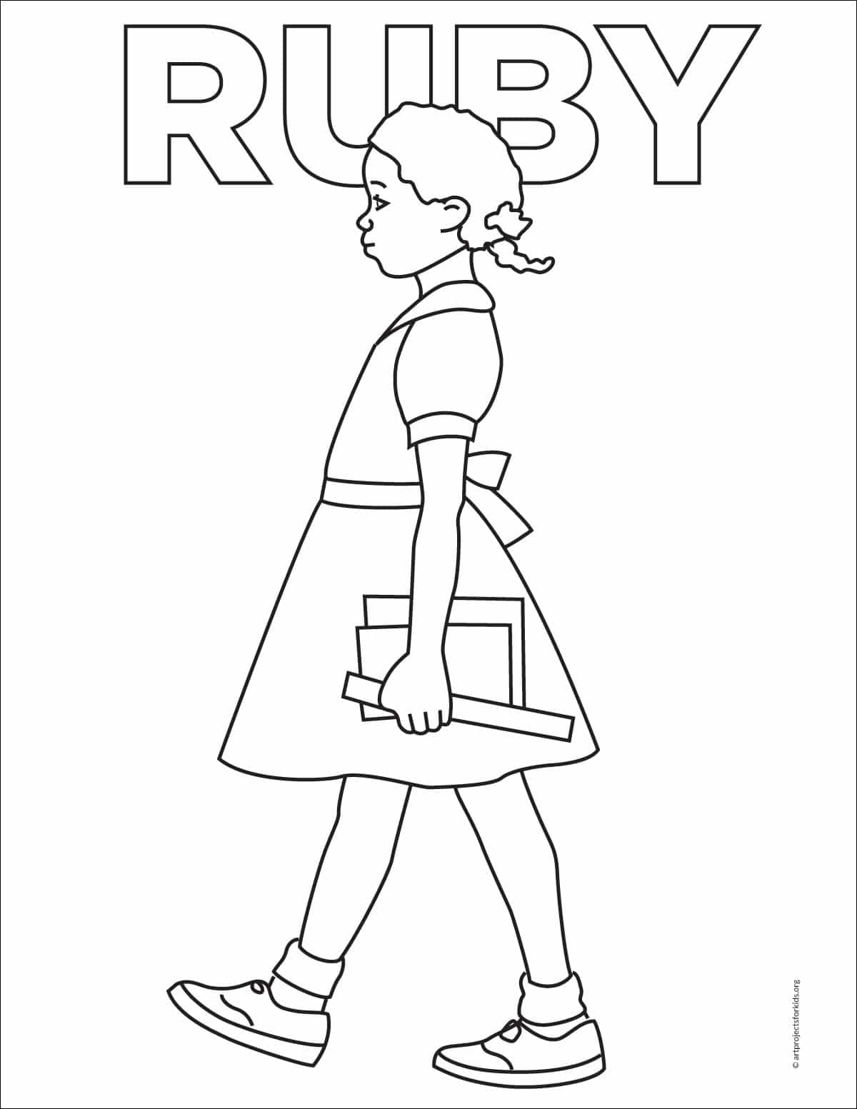 Easy How To Draw Ruby Bridges Tutorial And Ruby Coloring Page throughout Ruby Bridges Free Printables