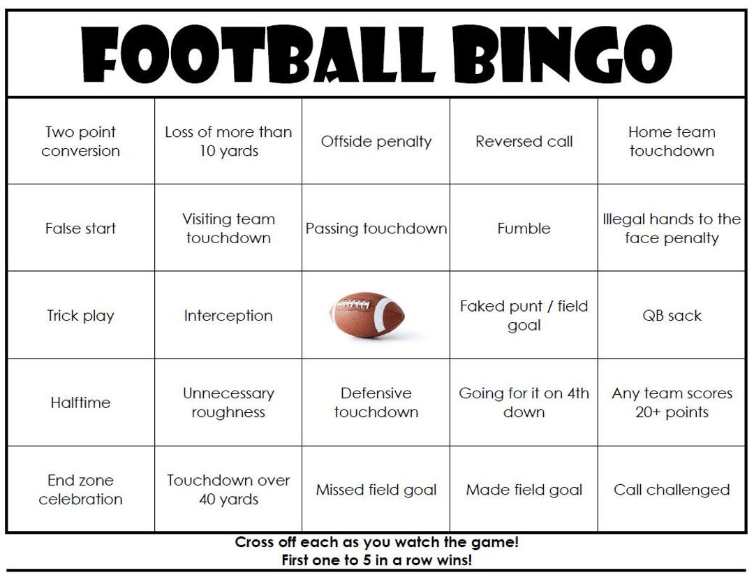 Easy Print Football Bingo Cards! (Digital File) 40 Cards - Etsy with regard to Printable Football Bingo Cards