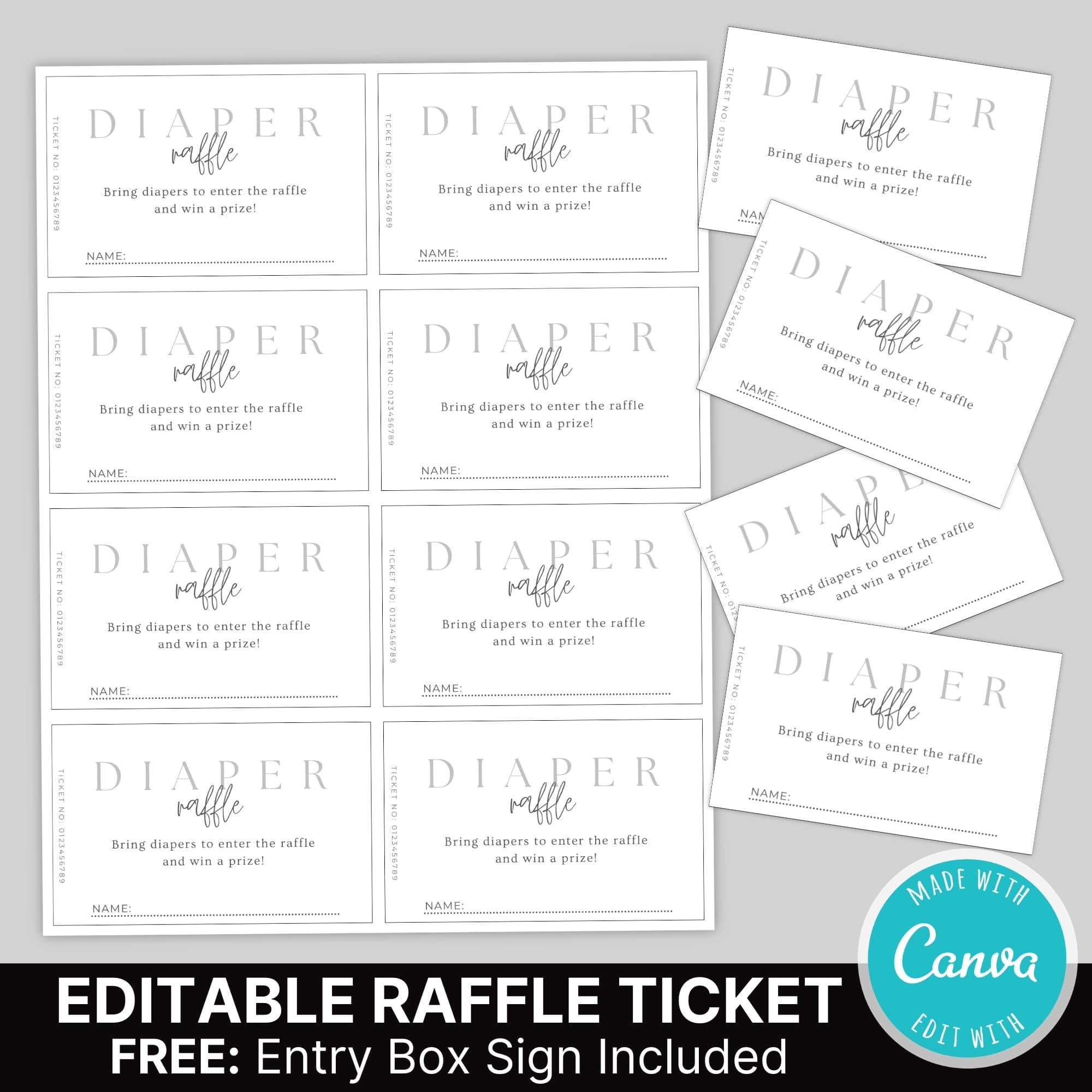 Editable Diaper Raffle Tickets Template For Baby Shower Minimalist inside Diaper Raffle Tickets Free Printable Black And White