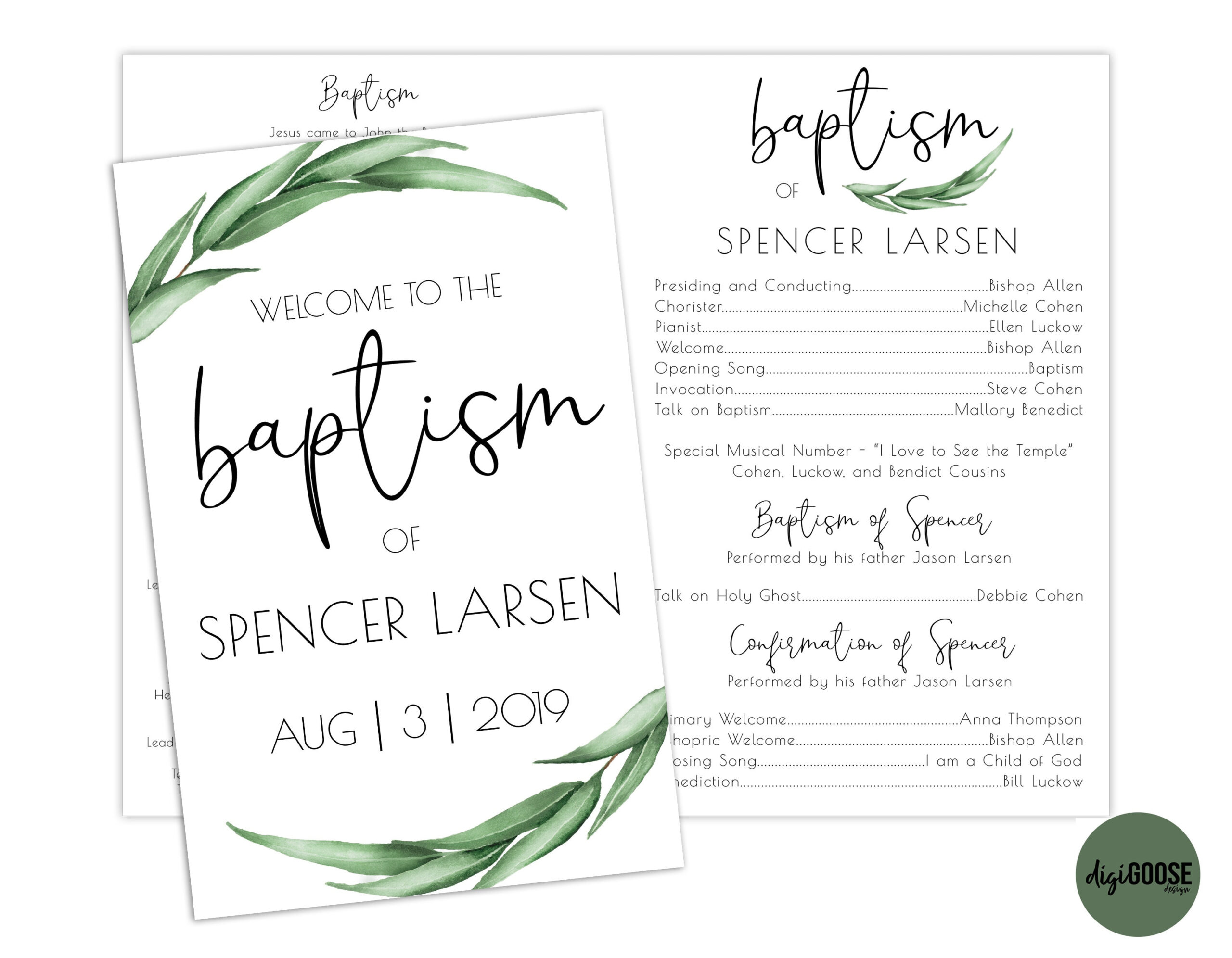 Editable, Lds Baptism Program Template, Printable Baptism Program in Diy Printable Free Free Lds Baptism Program Template