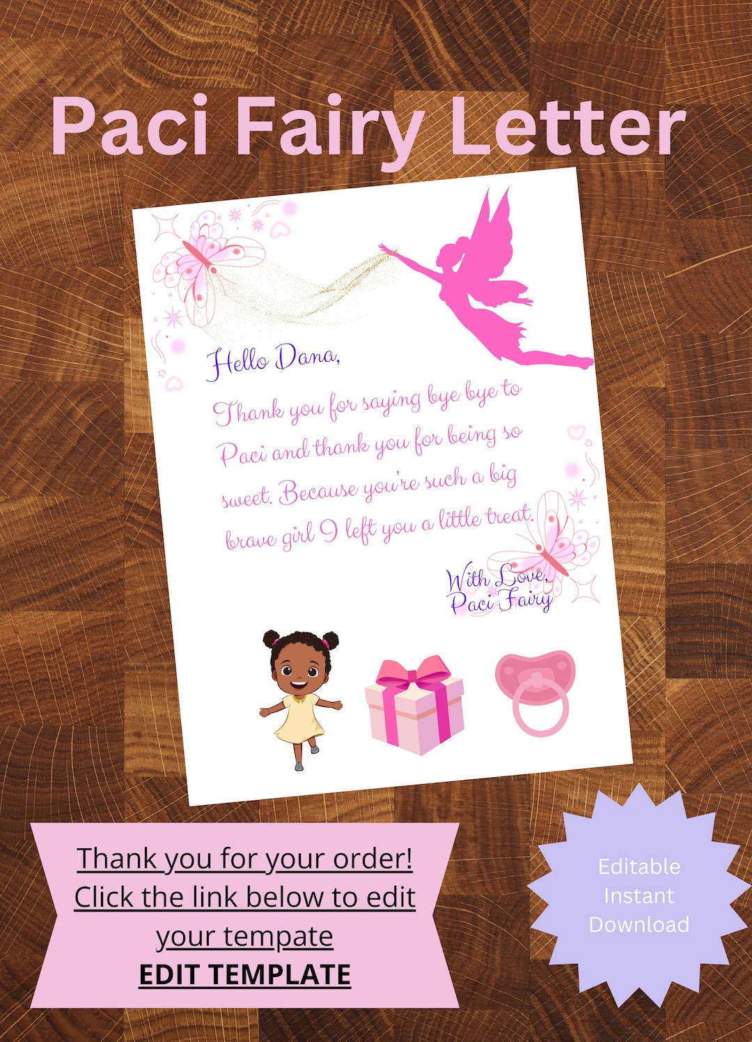 Editable Pacifier Or Binky Fairy Letter, Instant Download - Etsy regarding Free Printable Binky Fairy Letter
