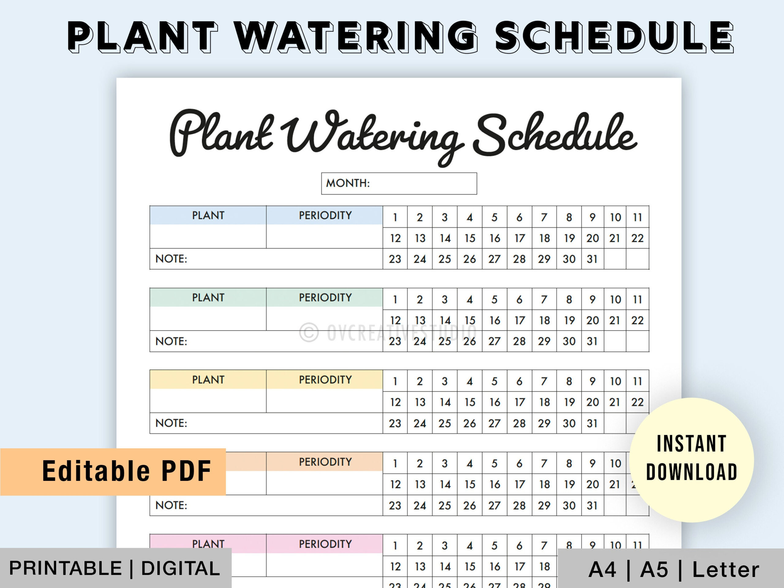 Editable Plant Watering Schedule | Printable Monthly Plant with Printable Plant Watering Schedule Template