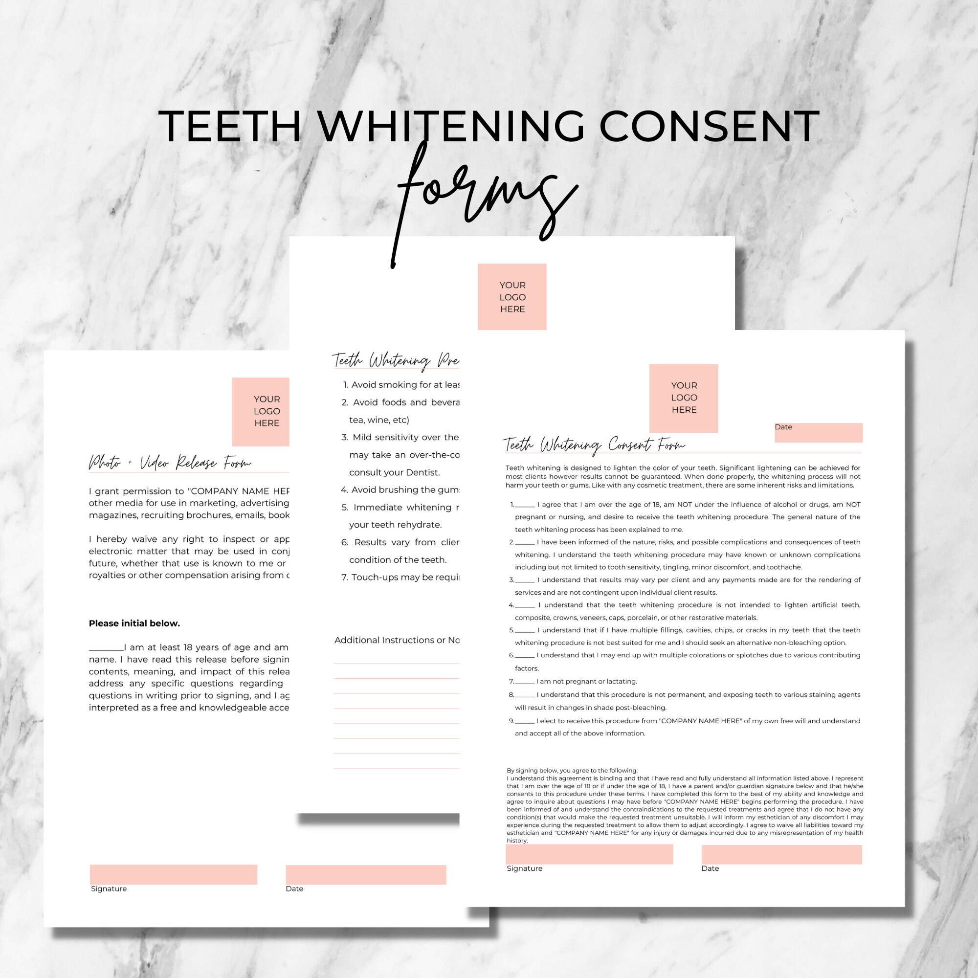 Editable Teeth Whitening Consent Form, Teeth Whitening Pre-Care within Free Printable Teeth Whitening Consent Form