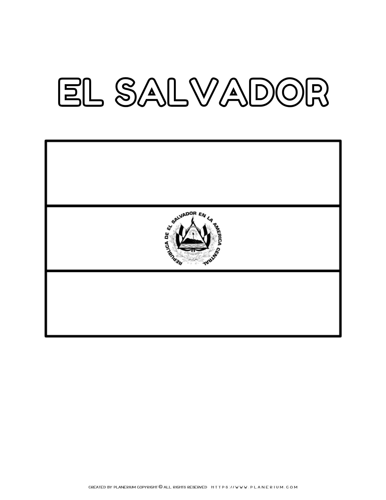 El Salvador Flag Coloring Page - Free Printable with El Salvador Flag Printable