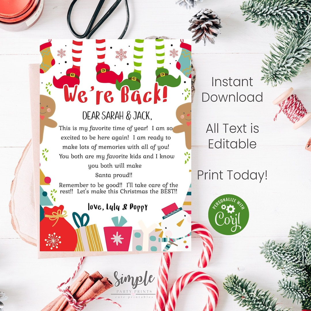 Elf Arrival Letter We&amp;#039;Re Back Letter From Elf Hello From Elf regarding We&amp;#039;Re Back Elf Letters Free Printable