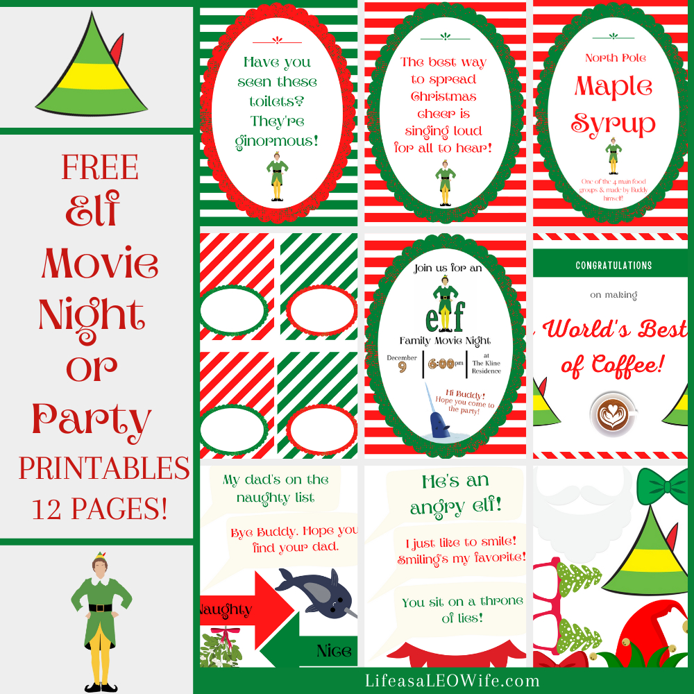 Elf Movie Night Free Printables - Life As A Leo Wife pertaining to Free Buddy the Elf Printables