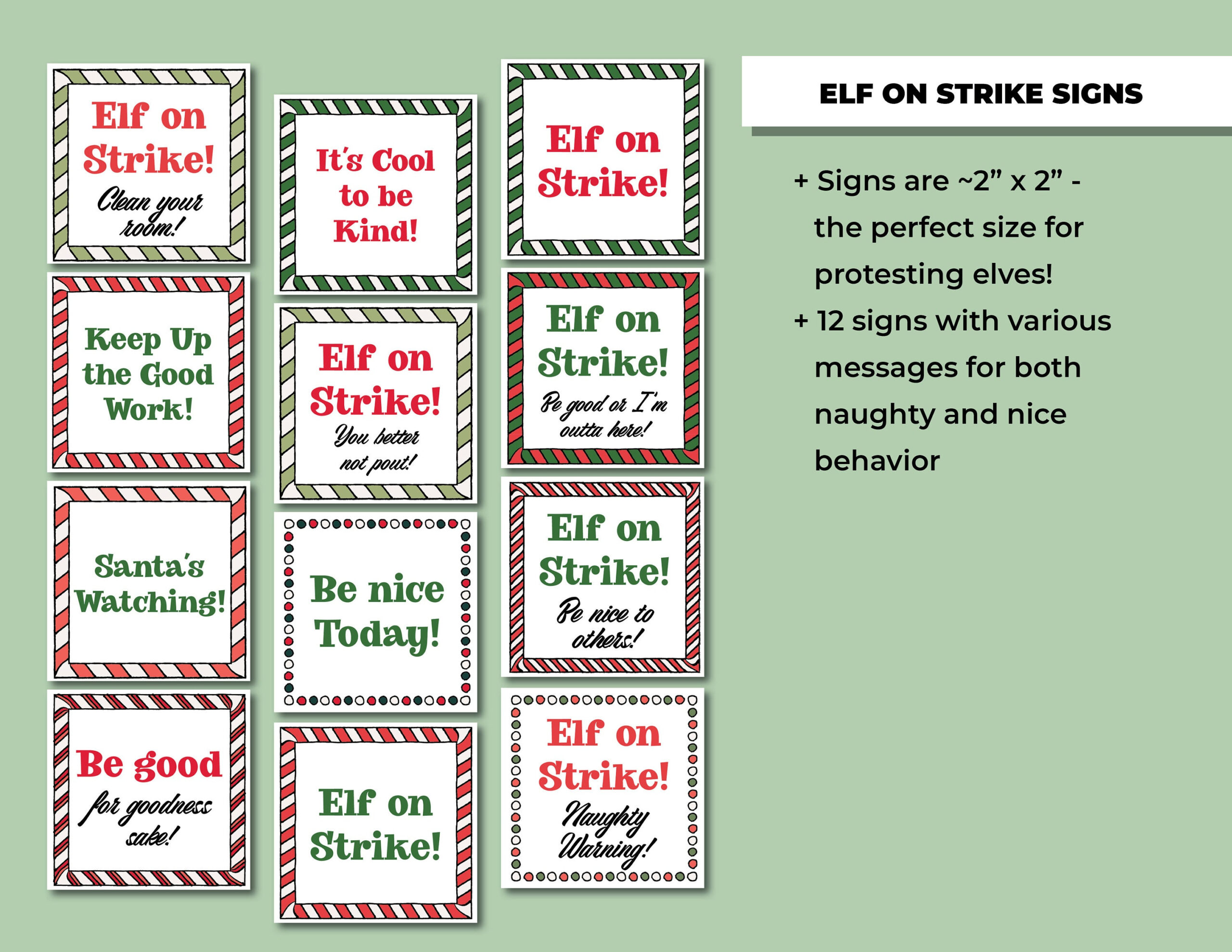 Elf On Strike Printable Signs, Christmas Elf Accessories, Holiday intended for Elf On Strike Printable Free