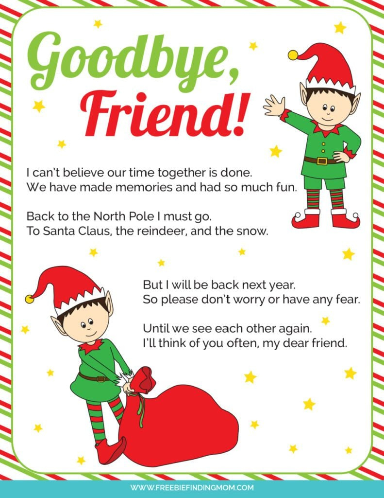 Elf On The Shelf Goodbye Letter Free Printable with Free Printable Goodbye Letters From Elf On The Shelf