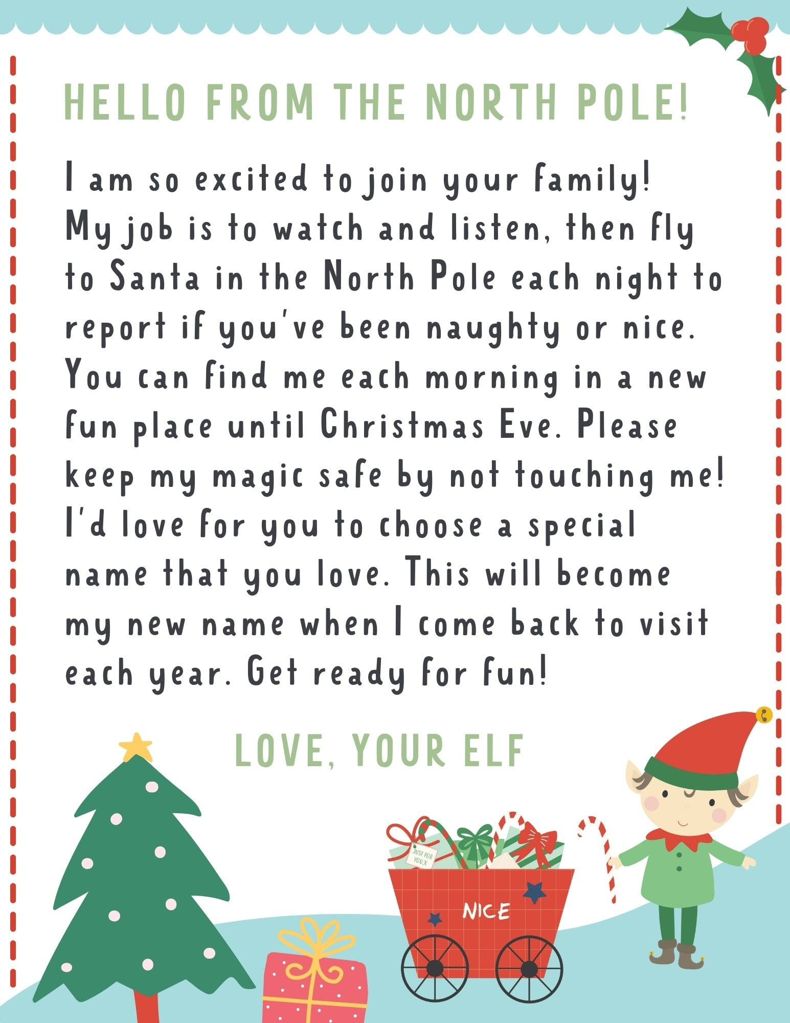 Elf On The Shelf Letter {4 Free Printables!} - Make Life Lovely for Elf On The Shelf Welcome Letter Printable Free