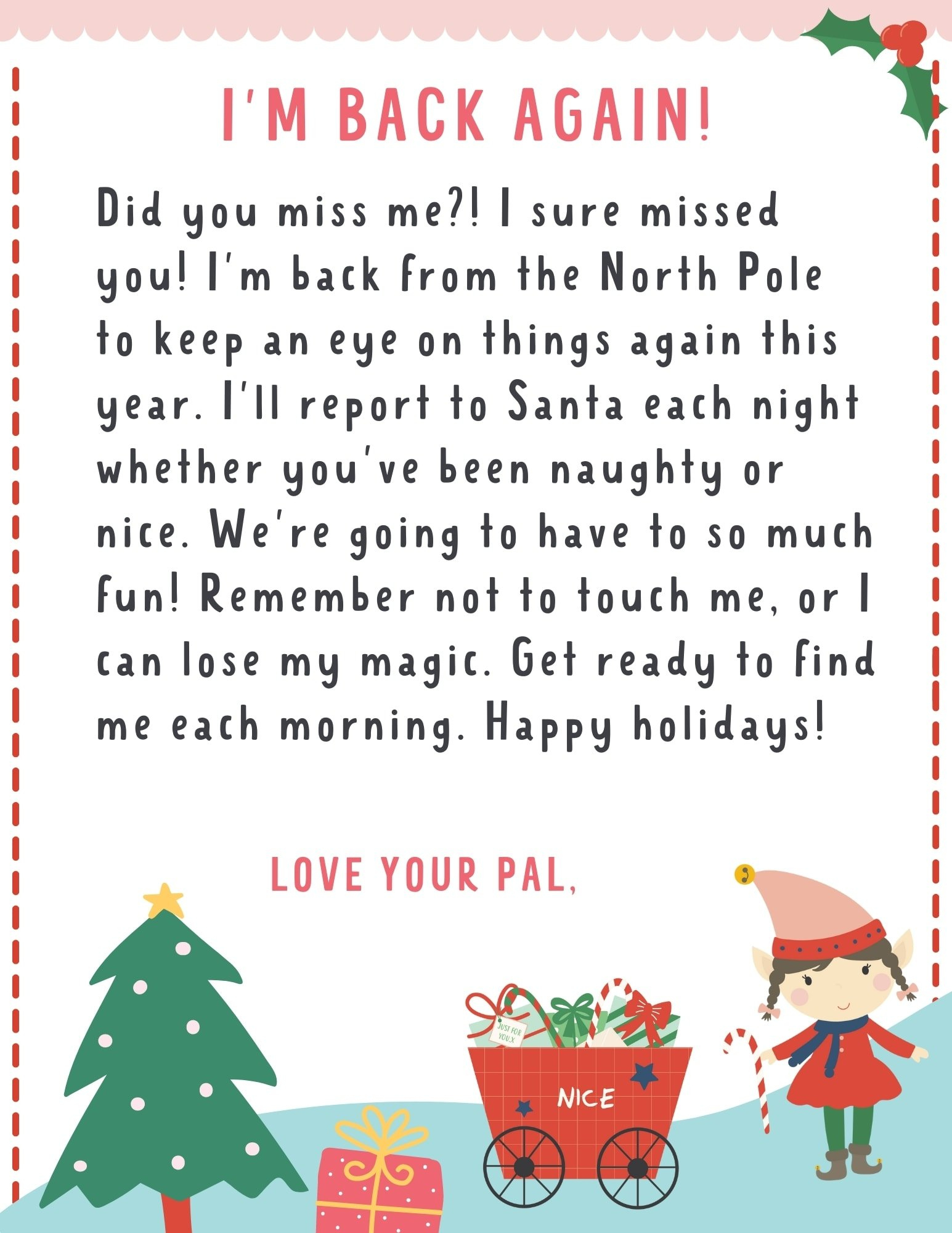 Elf On The Shelf Letter {4 Free Printables!} - Make Life Lovely intended for Elf On The Shelf Letter Free Printable