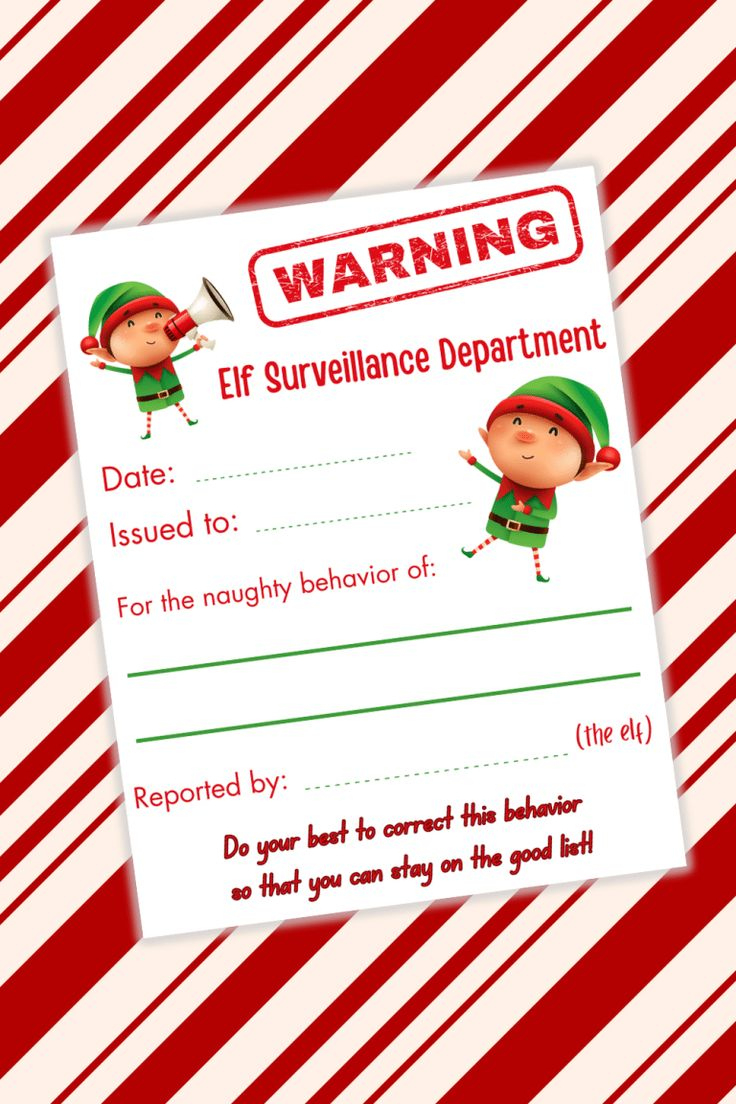 Elf Warning Letter Free Printable - The Frugal Free Gal inside Elf Warning Letter Free Printable